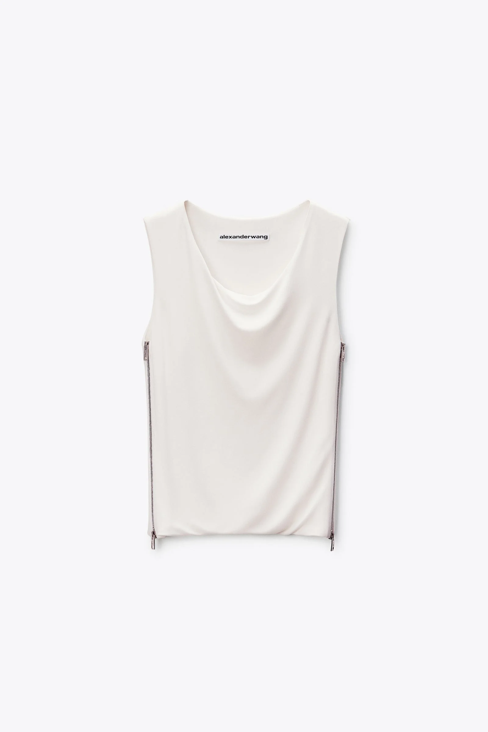 zipper detail cowl neck tank - 1