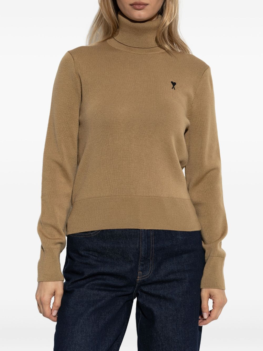 logo-embroidery turtleneck sweater - 3