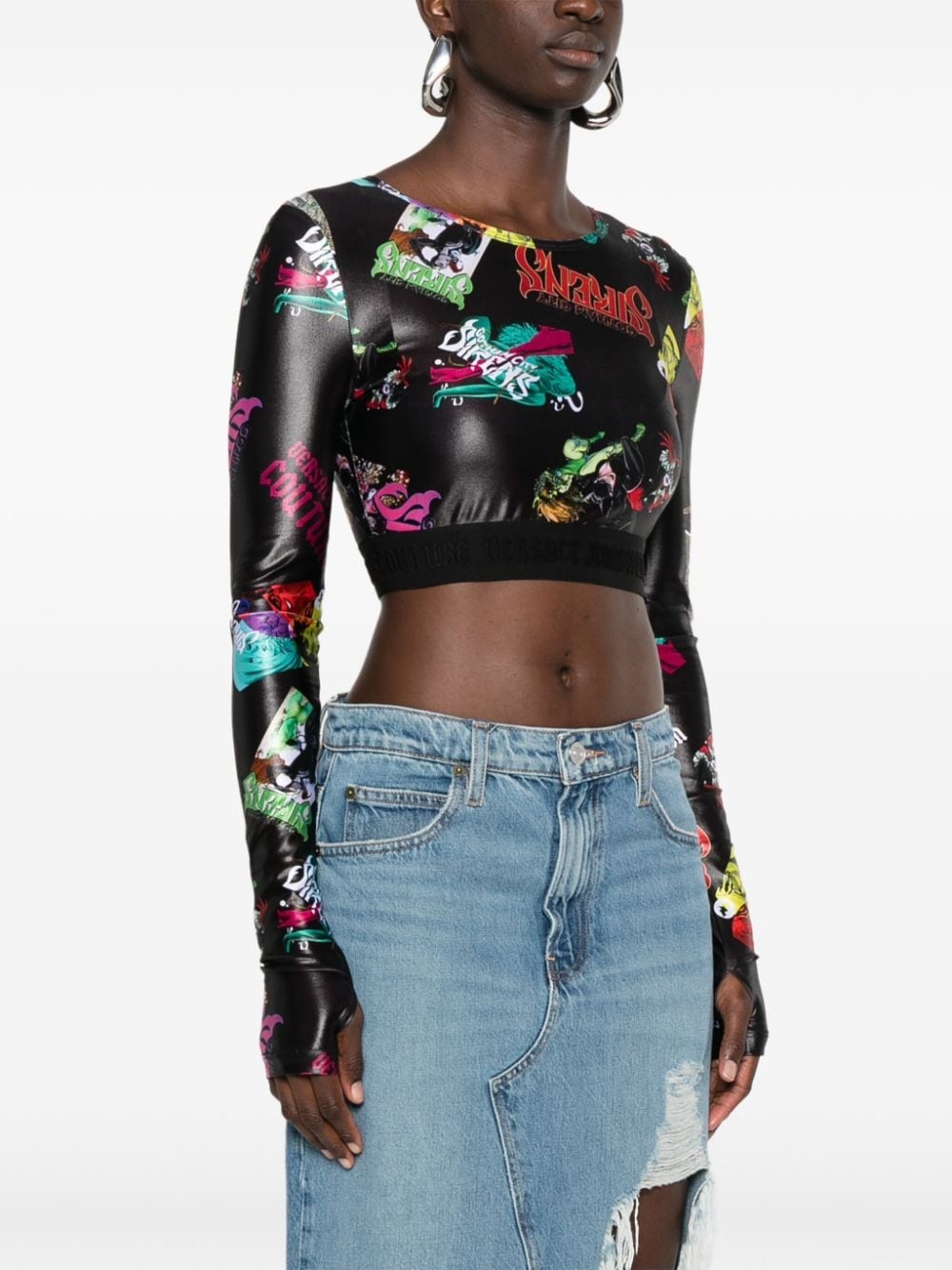 graphic-print cropped T-shirt - 3