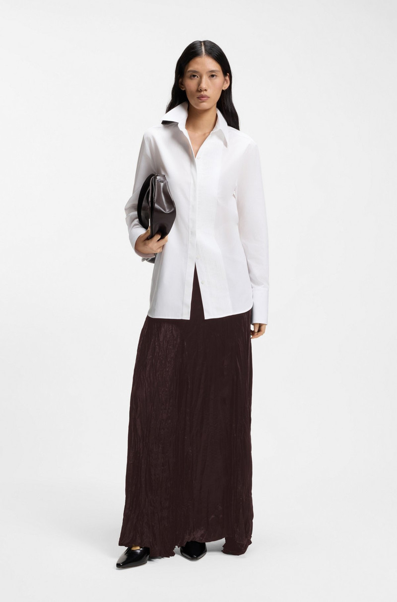 BOSS CRINKLE-TEXTURED SATIN SKIRT WITH ASYMMETRIC HEM outlook
