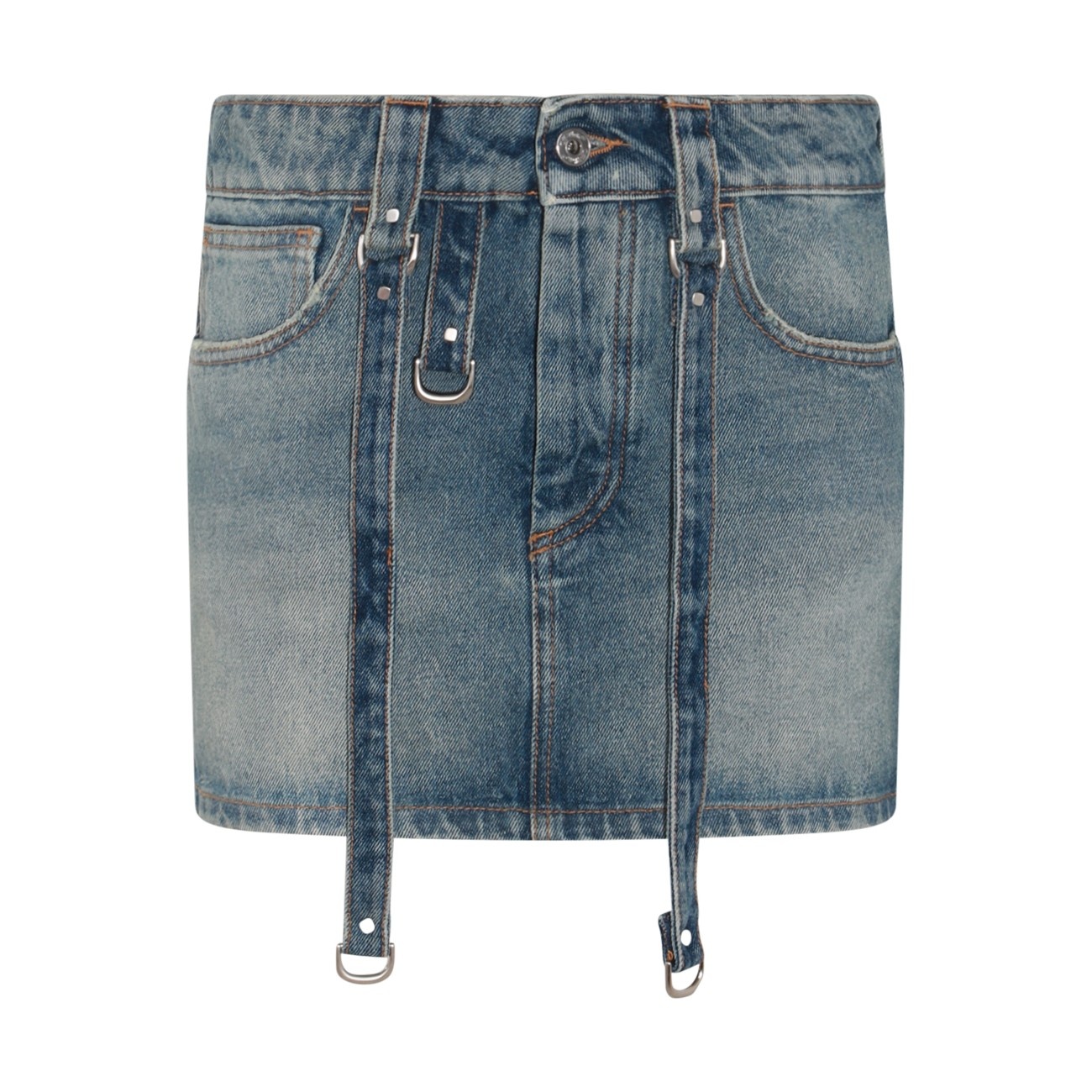blue cotton denim skirt - 1
