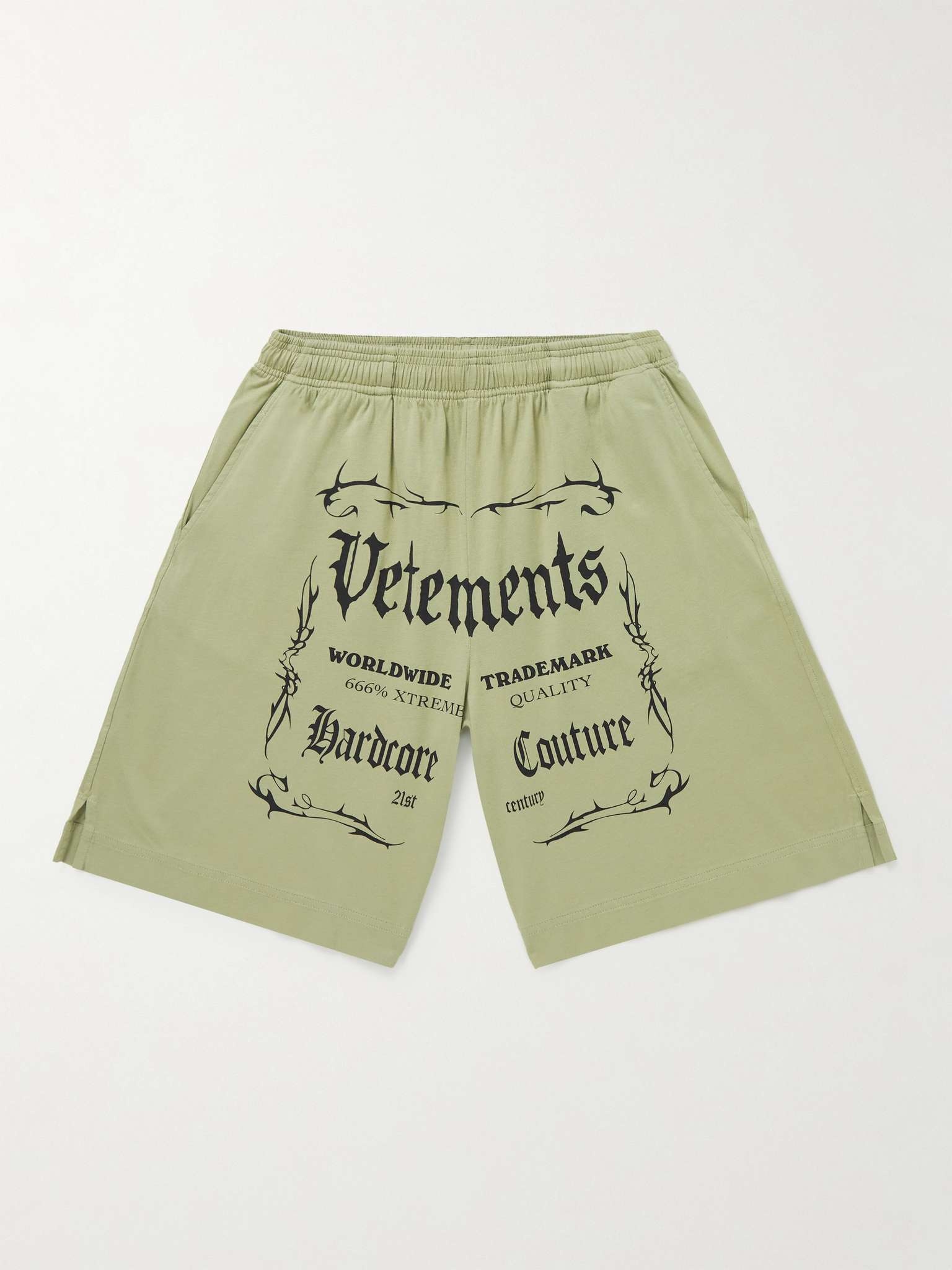 Wide-Leg Logo-Print Cotton-Jersey Drawstring Shorts - 1