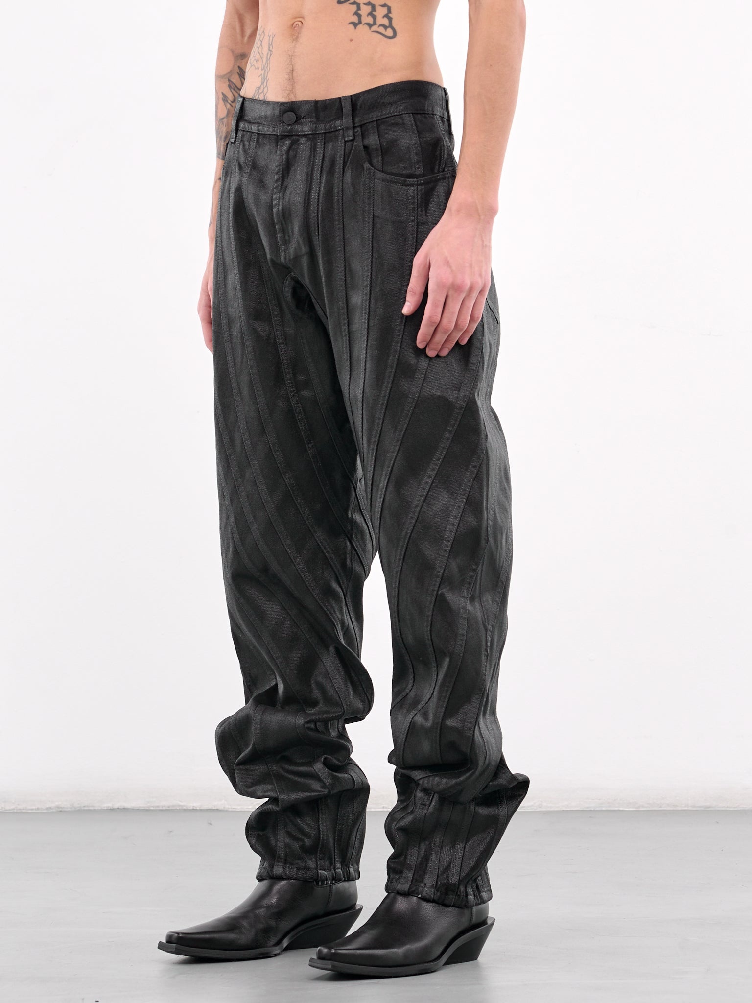 Waxed Spiral Baggy Jeans - 2