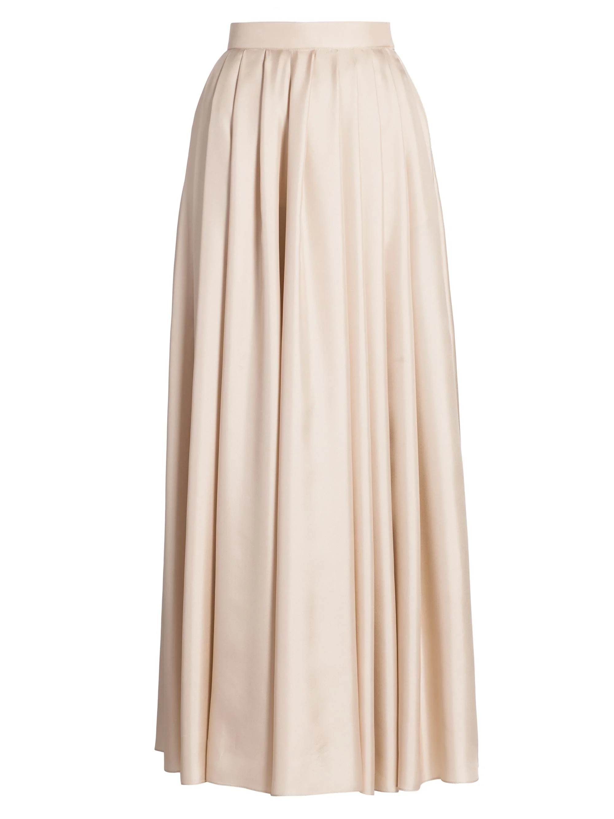 Women's Silk Twill Pleated Maxi Skirt - Sand - 1