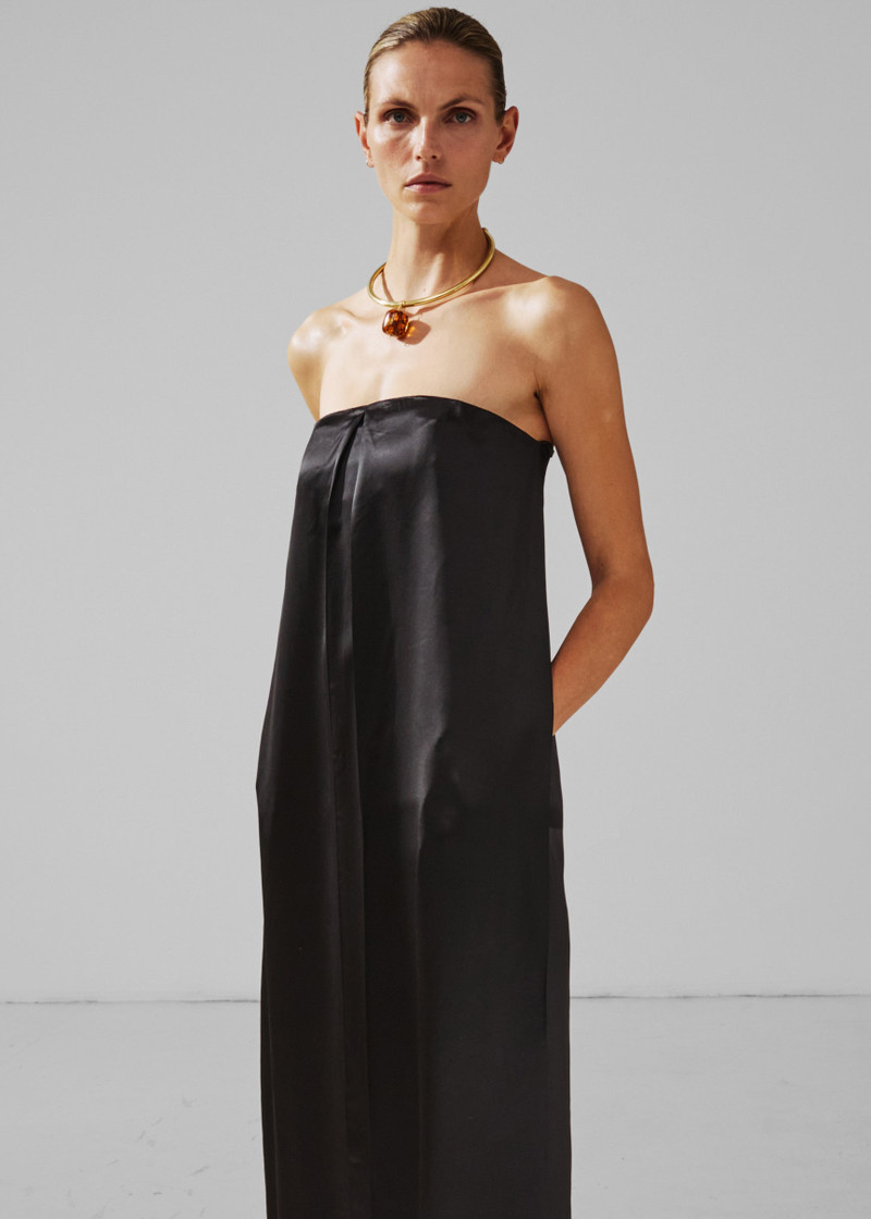 DARKPARK Darkpark Veronike Long Satin Bustier Dress - Black outlook