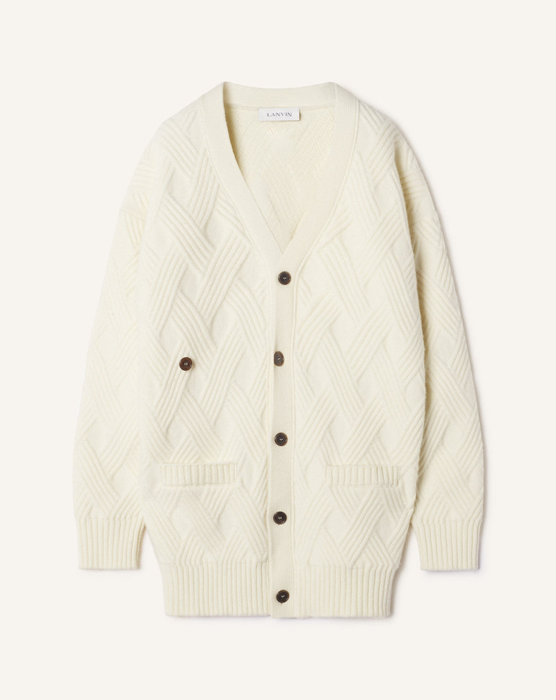 LOOSE-FIT CARDIGAN IN CABLE-KNIT WOOL 1