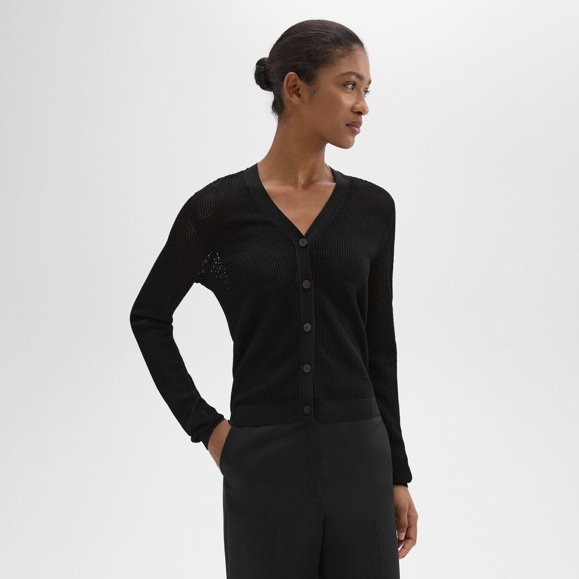 Pointelle Cardigan in Crepe Knit - 3