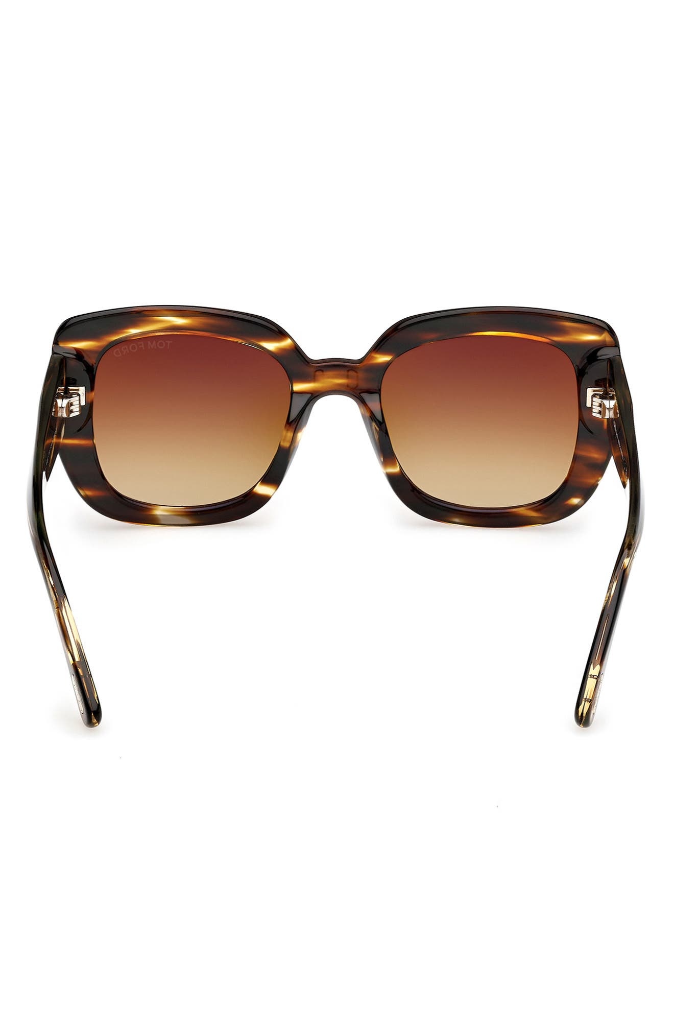 TOM FORD Carla 52mm Square Sunglasses in Shiny Brown Striped Honey at Nordstrom - 6