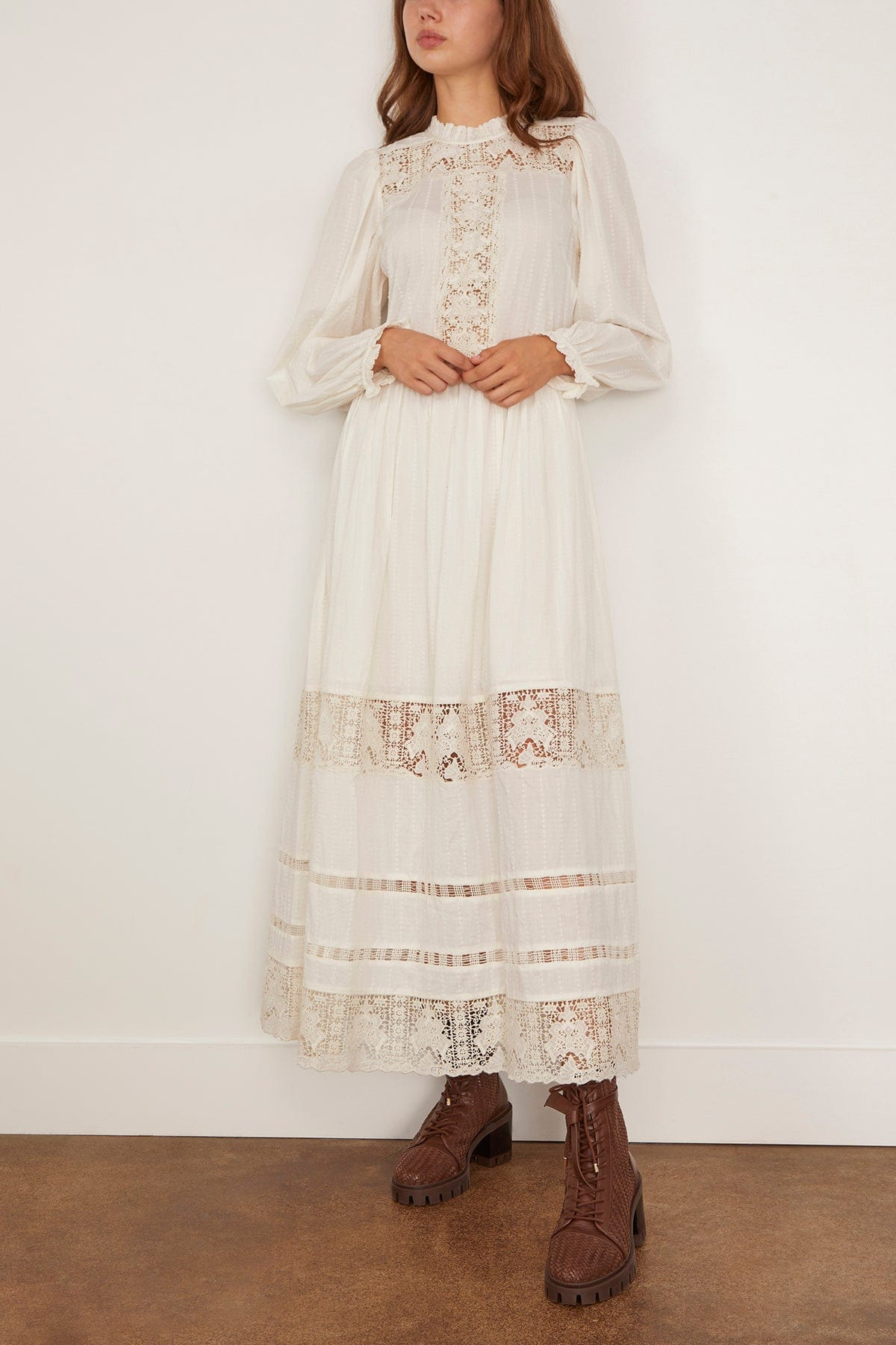 Amelie Long Sleeve Dress in Pristine - 3