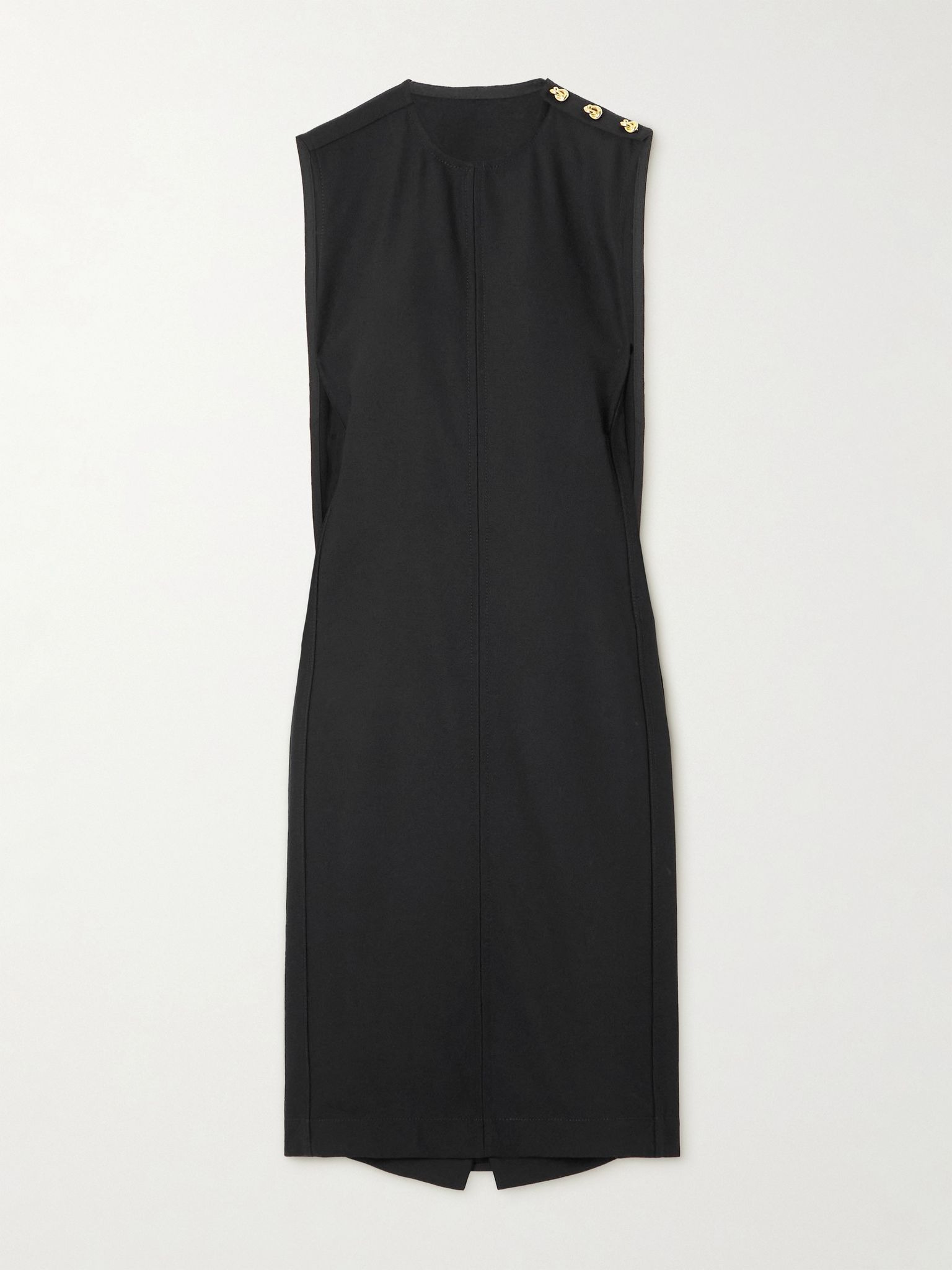 Cape-effect ribbed wool-blend dress Black - 1