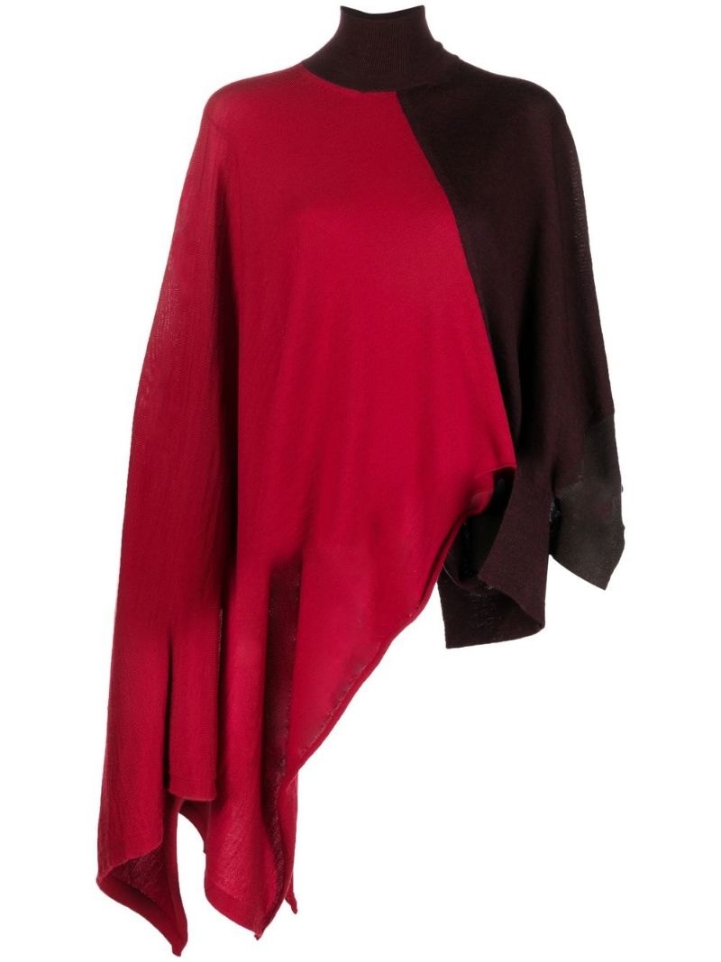 asymmetric colour-block wool jumper - 1