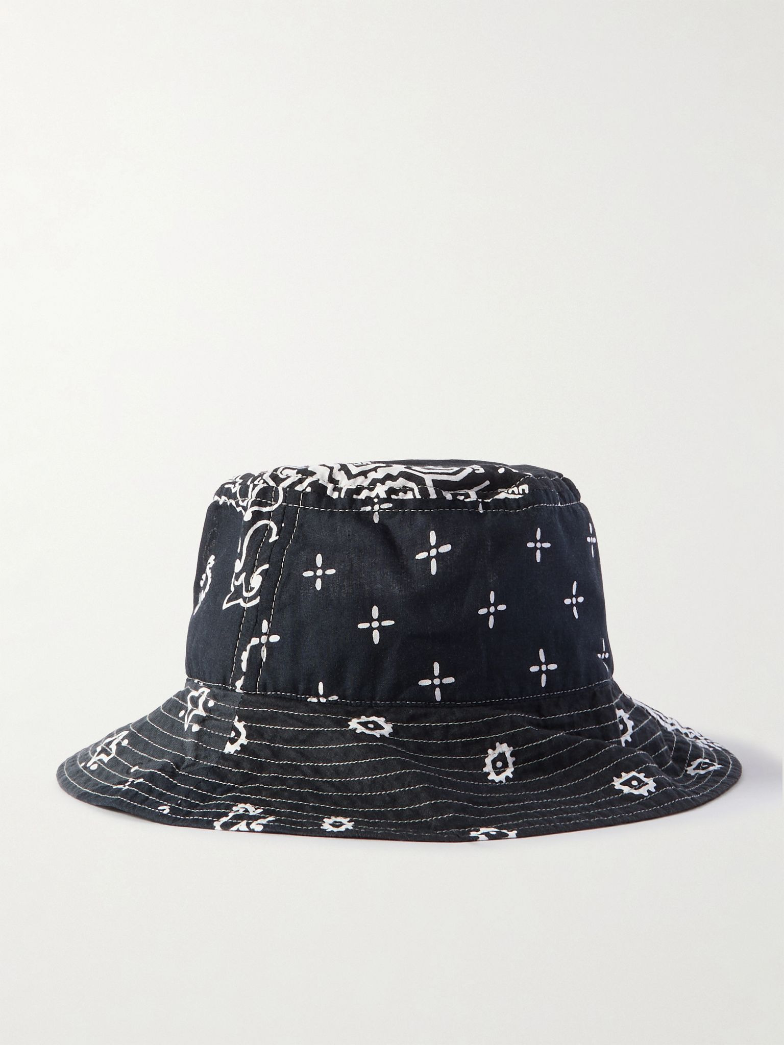 Logo-Appliquéd Bandana-Print Cotton Bucket Hat Black - 3