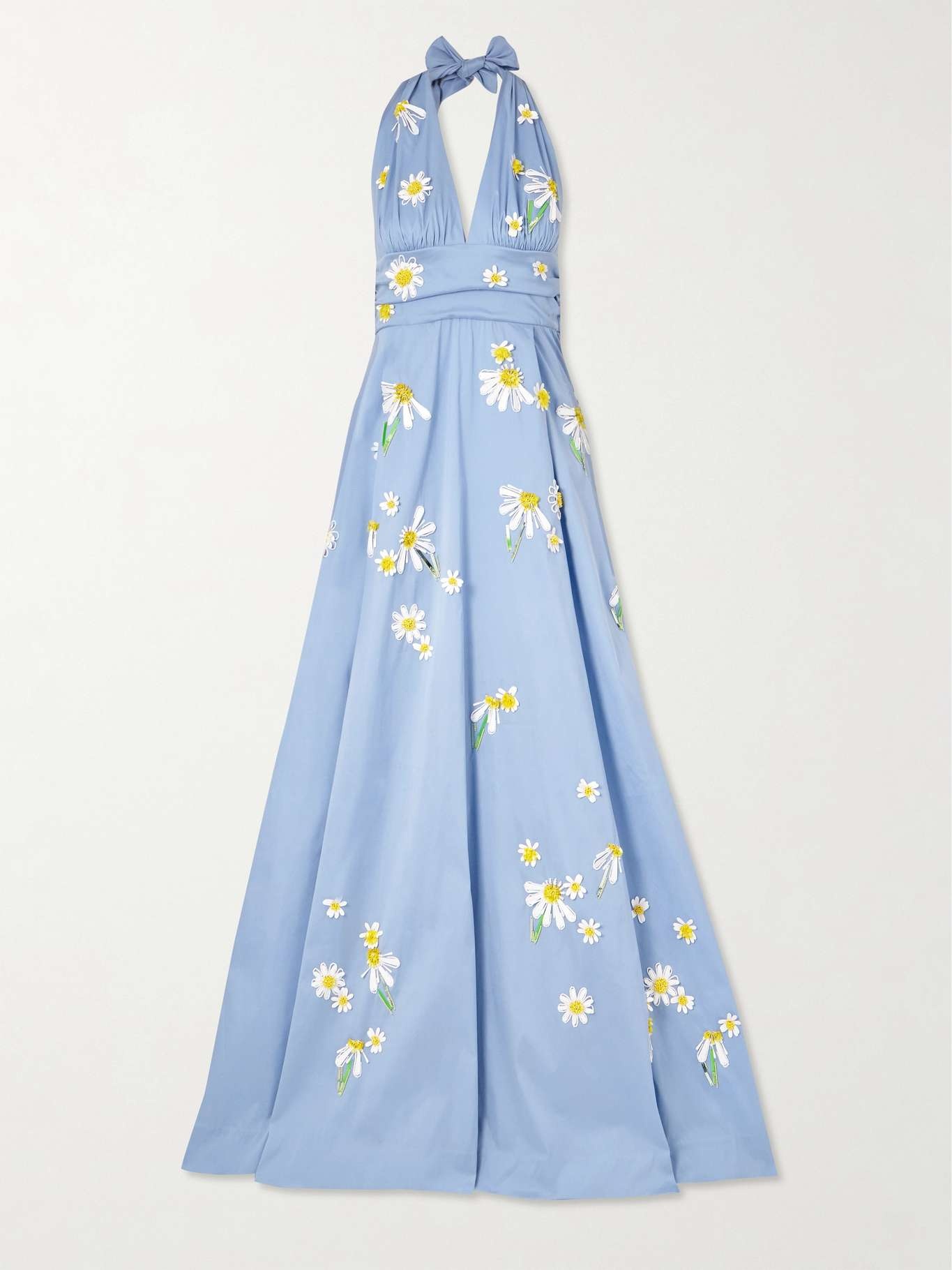 Monroe embellished pleated taffeta halterneck gown - 1