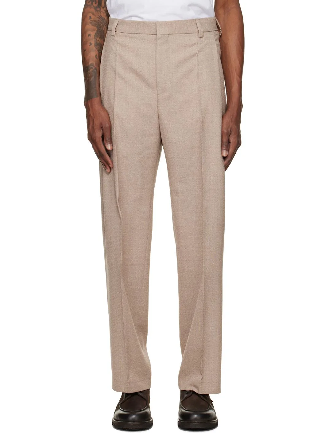 Beige Wool Trousers - 1