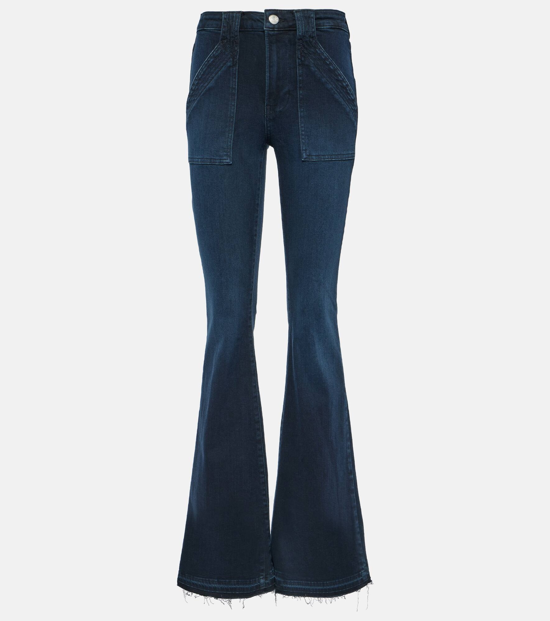 Trapunto high-rise flared jeans - 1