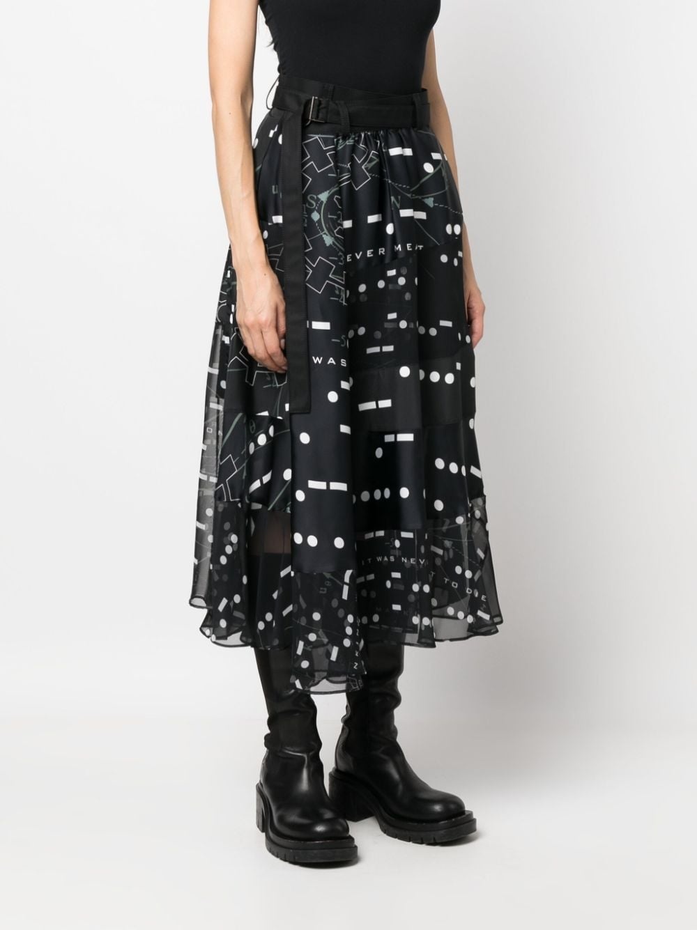 graphic-print belted midi skirt - 3