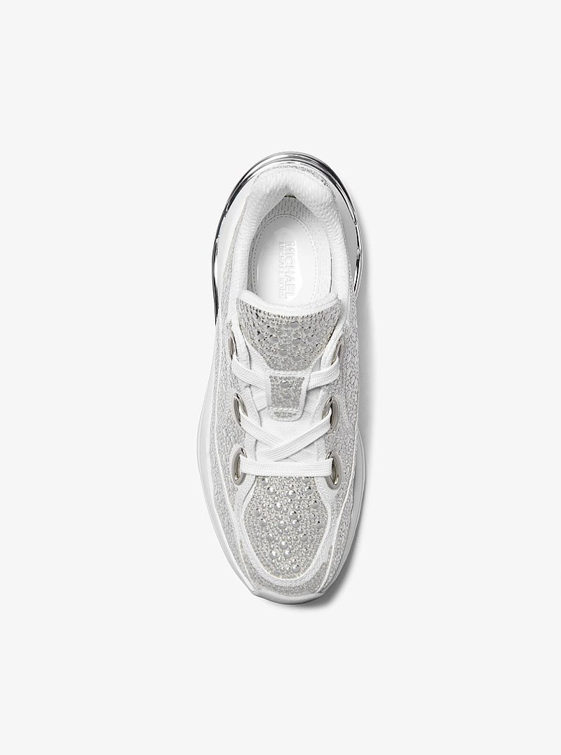 Toni Embellished Linen Blend Trainer 4