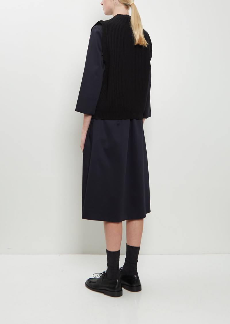 MARGARET HOWELL English Rib Pullover Merino Wool Vest — Black outlook