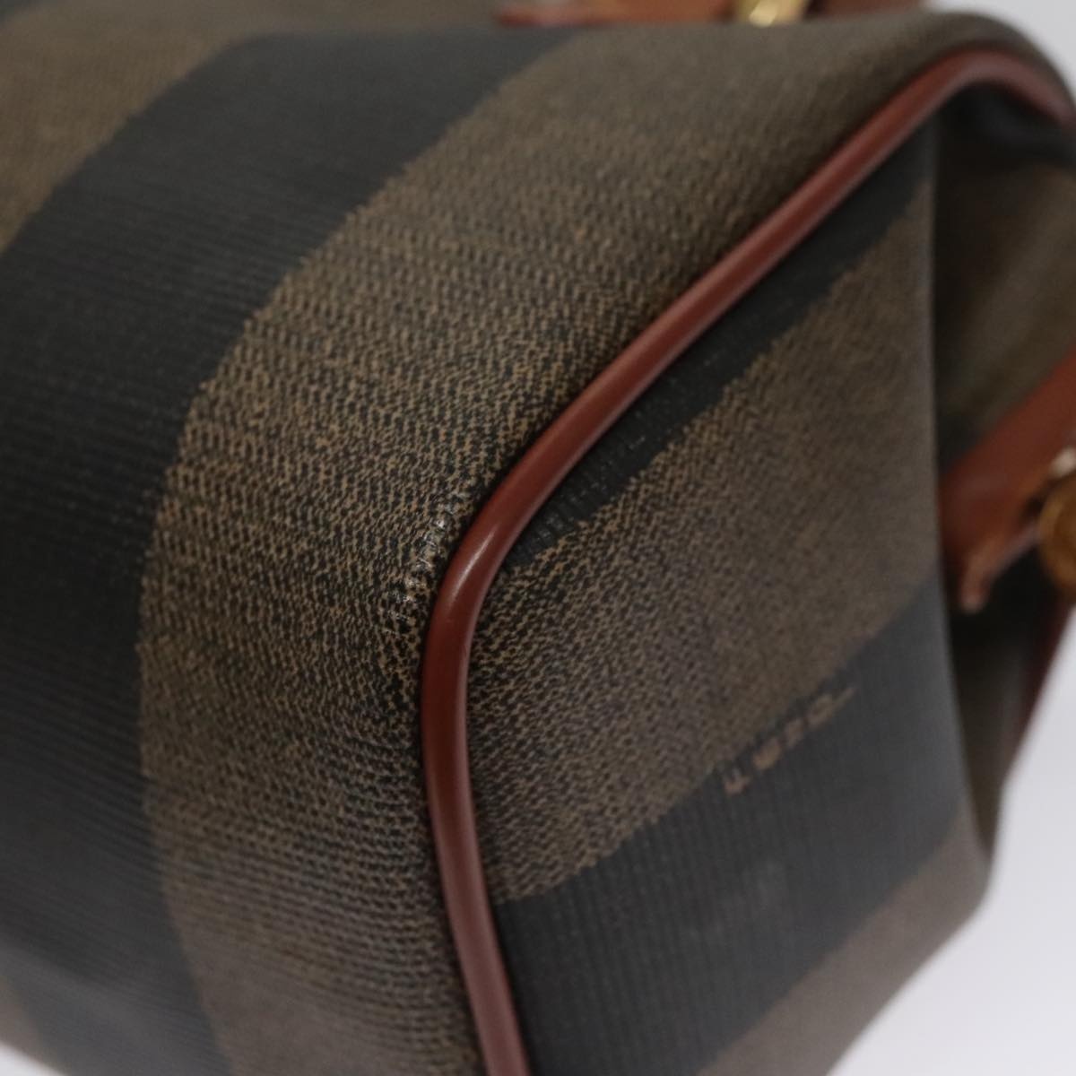 FENDI Pecan Canvas Mini Hand Bag Brown Black - 15
