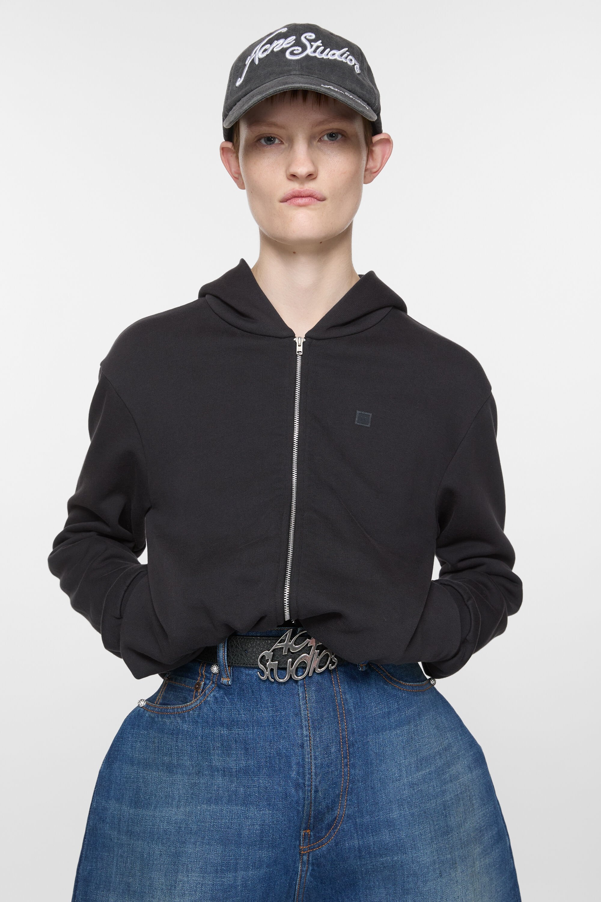 Hooded zipper sweater - Black - 2