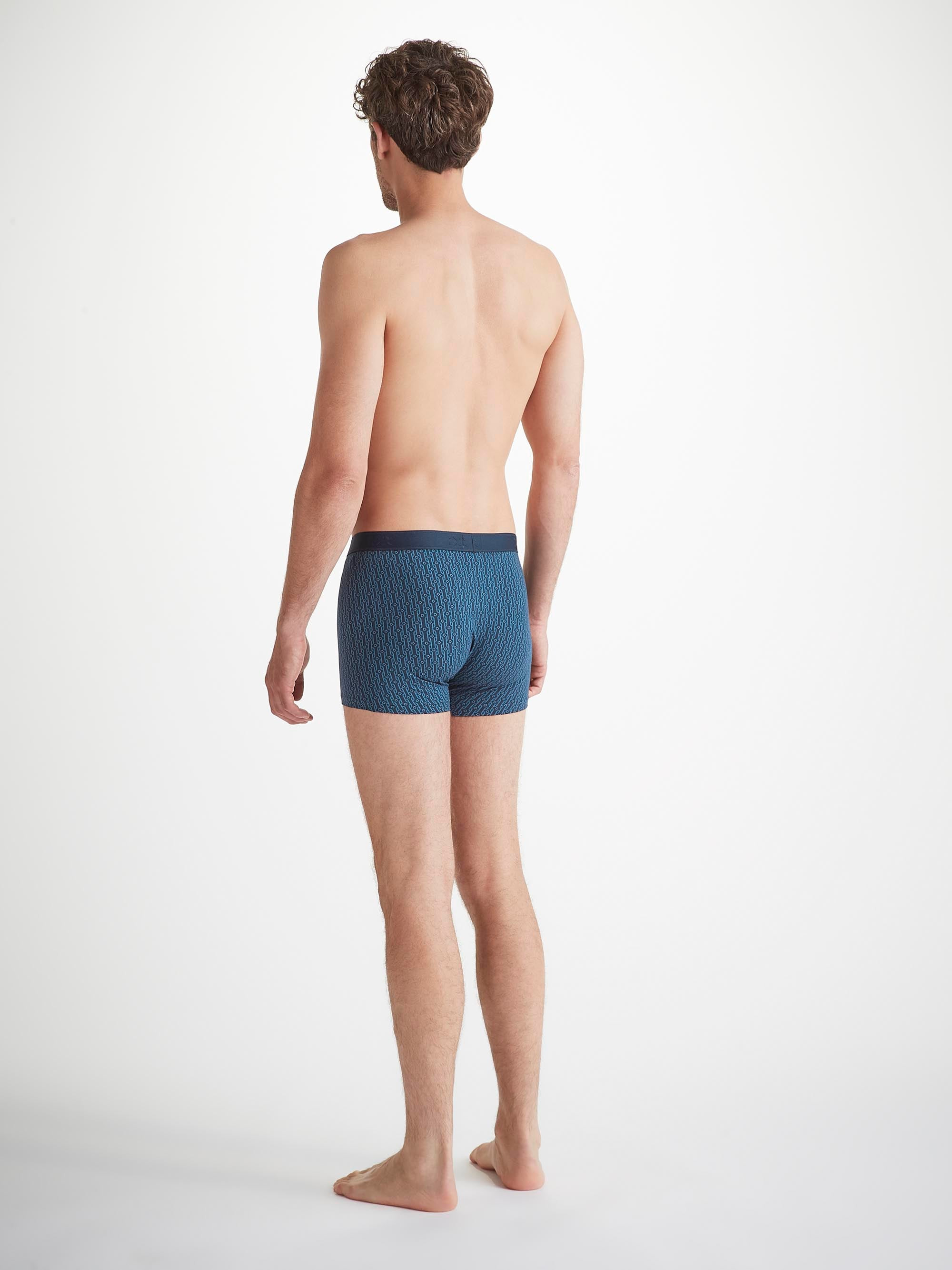Men's Boxer Briefs Geometric Pima Cotton Stretch Navy - 4