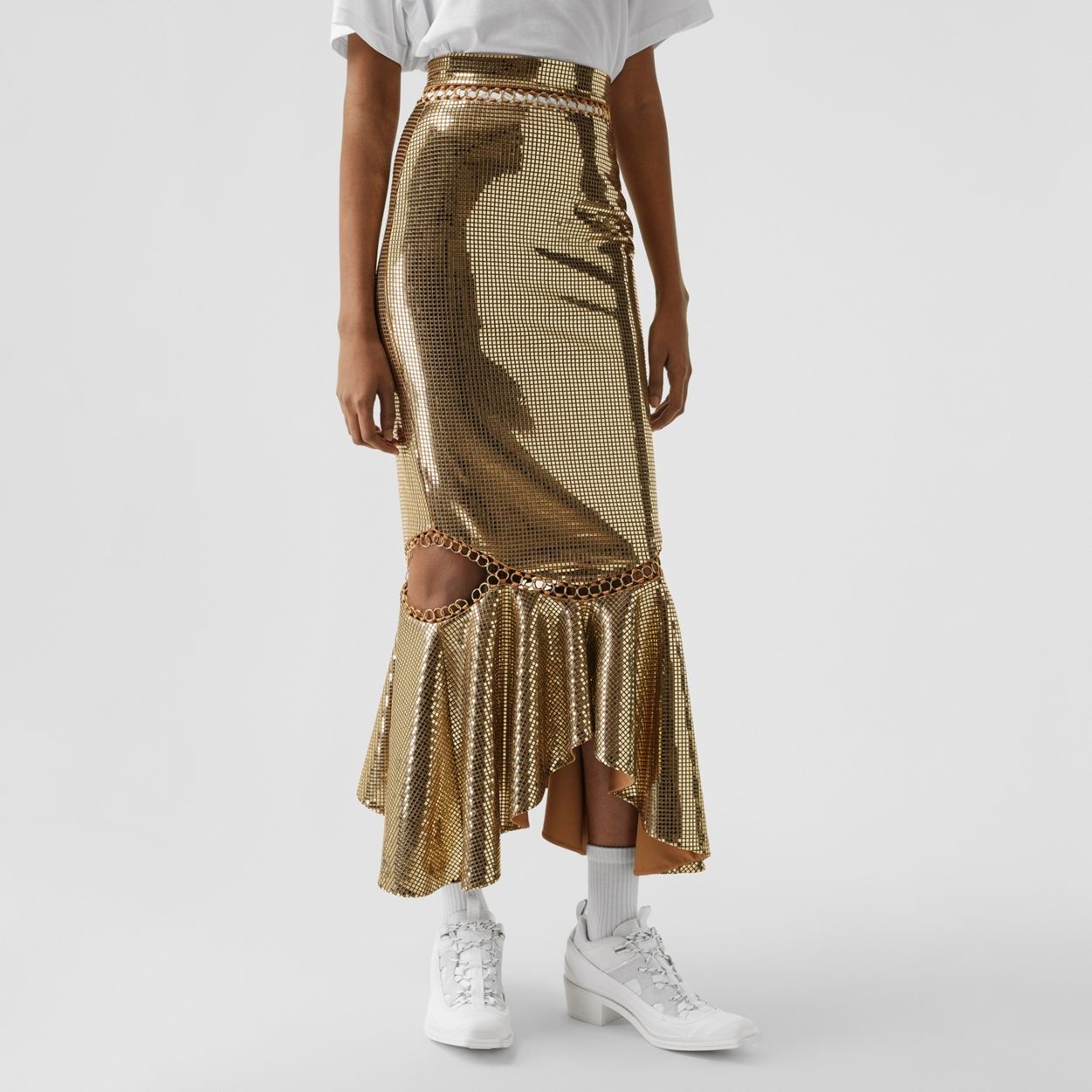 Ring-pierced Mirrored Jersey Skirt - 4