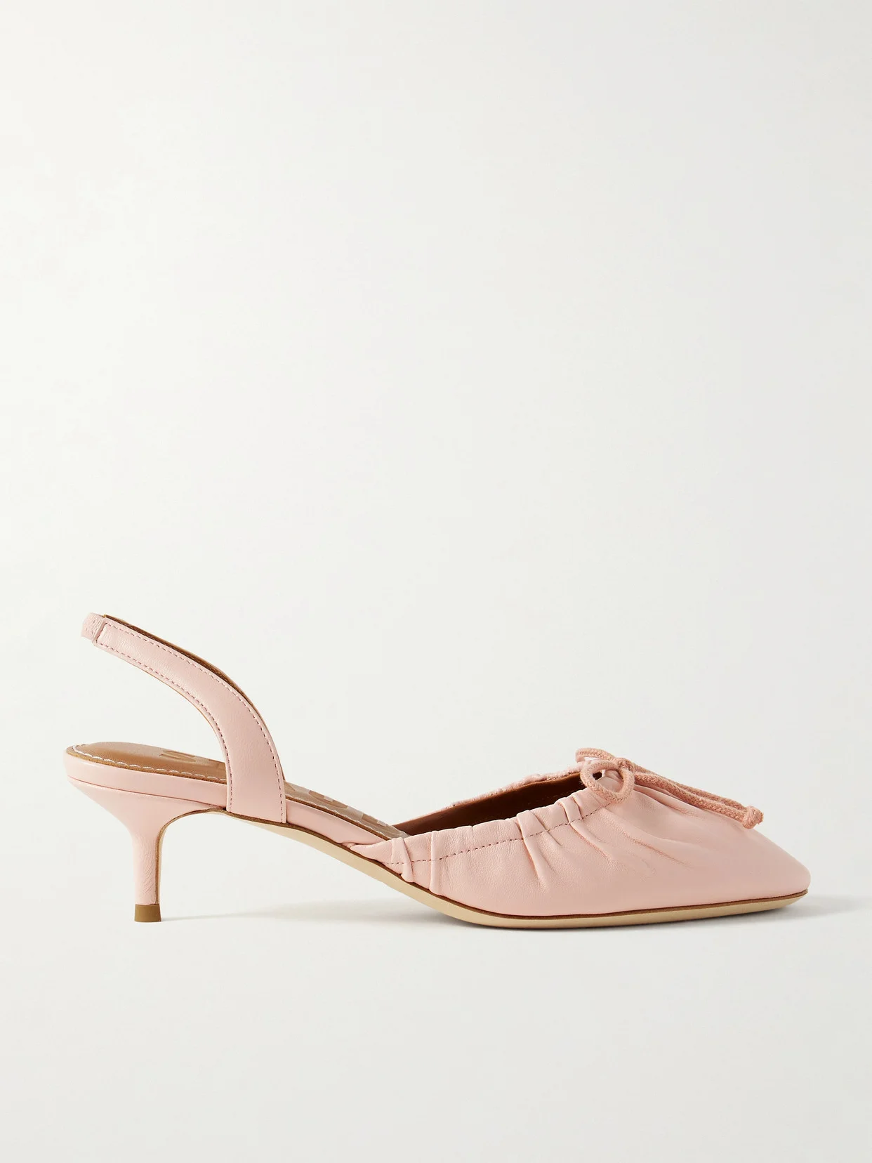 Alba Ballet Bow-embellished Gathered Leather Slingback Pumps - 1