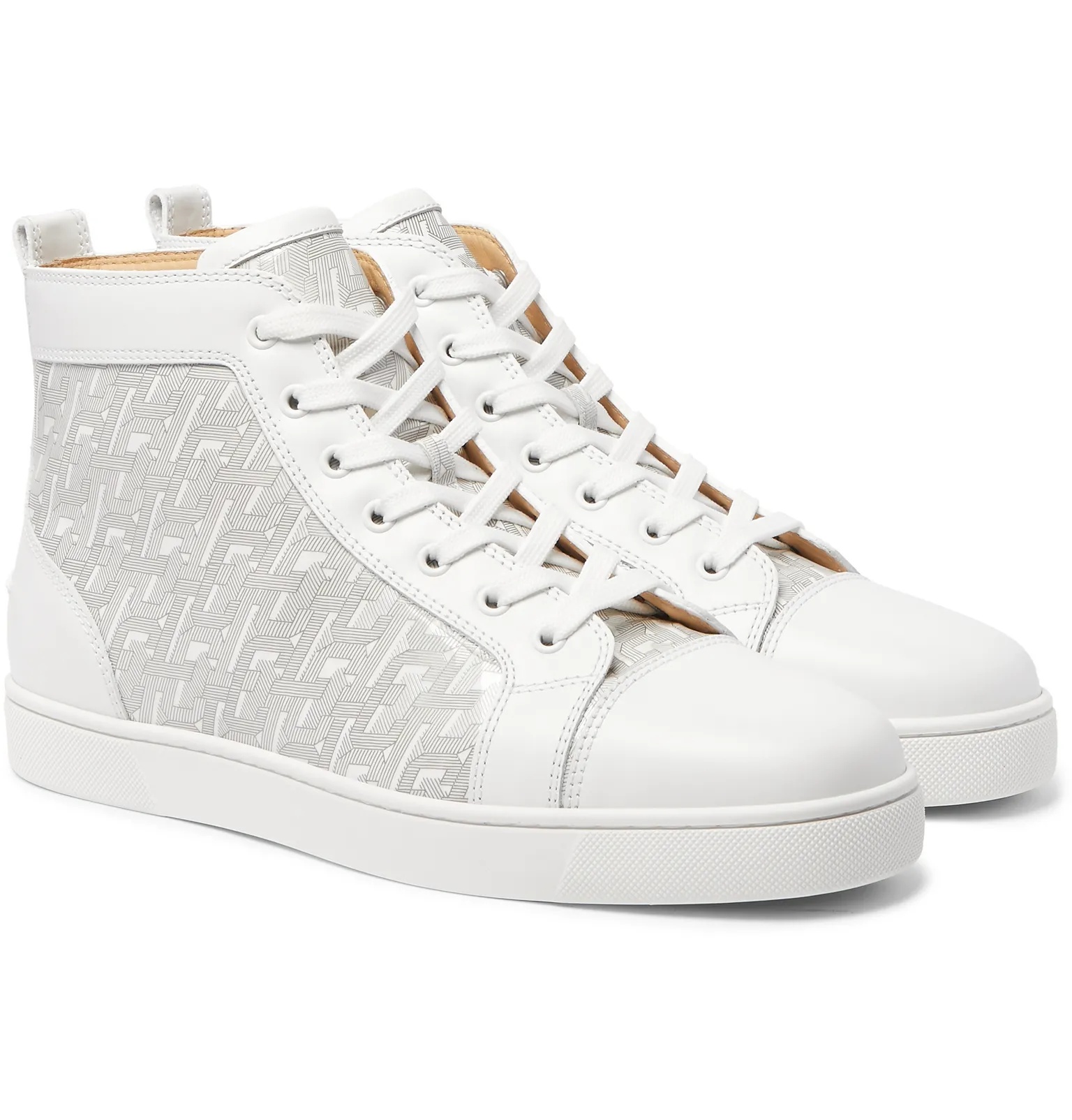 Louis Smooth and Logo-Print Patent-Leather High-Top Sneakers - 2