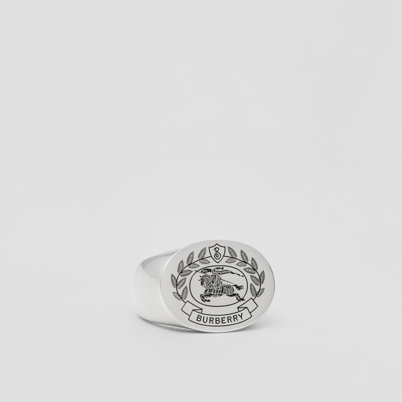 Burberry Engraved EKD Palladium-plated Signet Ring outlook