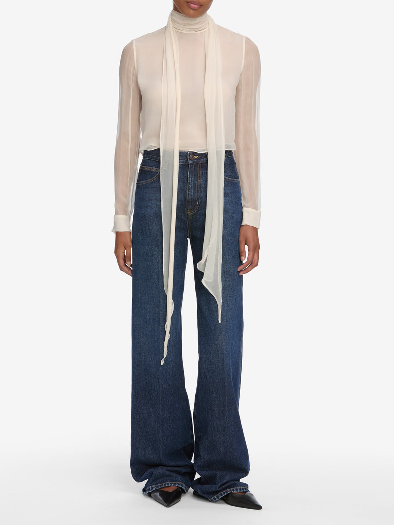 FRAME The Wisp Tie Blouse in Cream outlook
