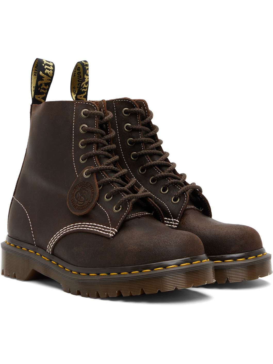 Brown 1460 'Made In England' Wax Commander Lace-Up Boots - 4