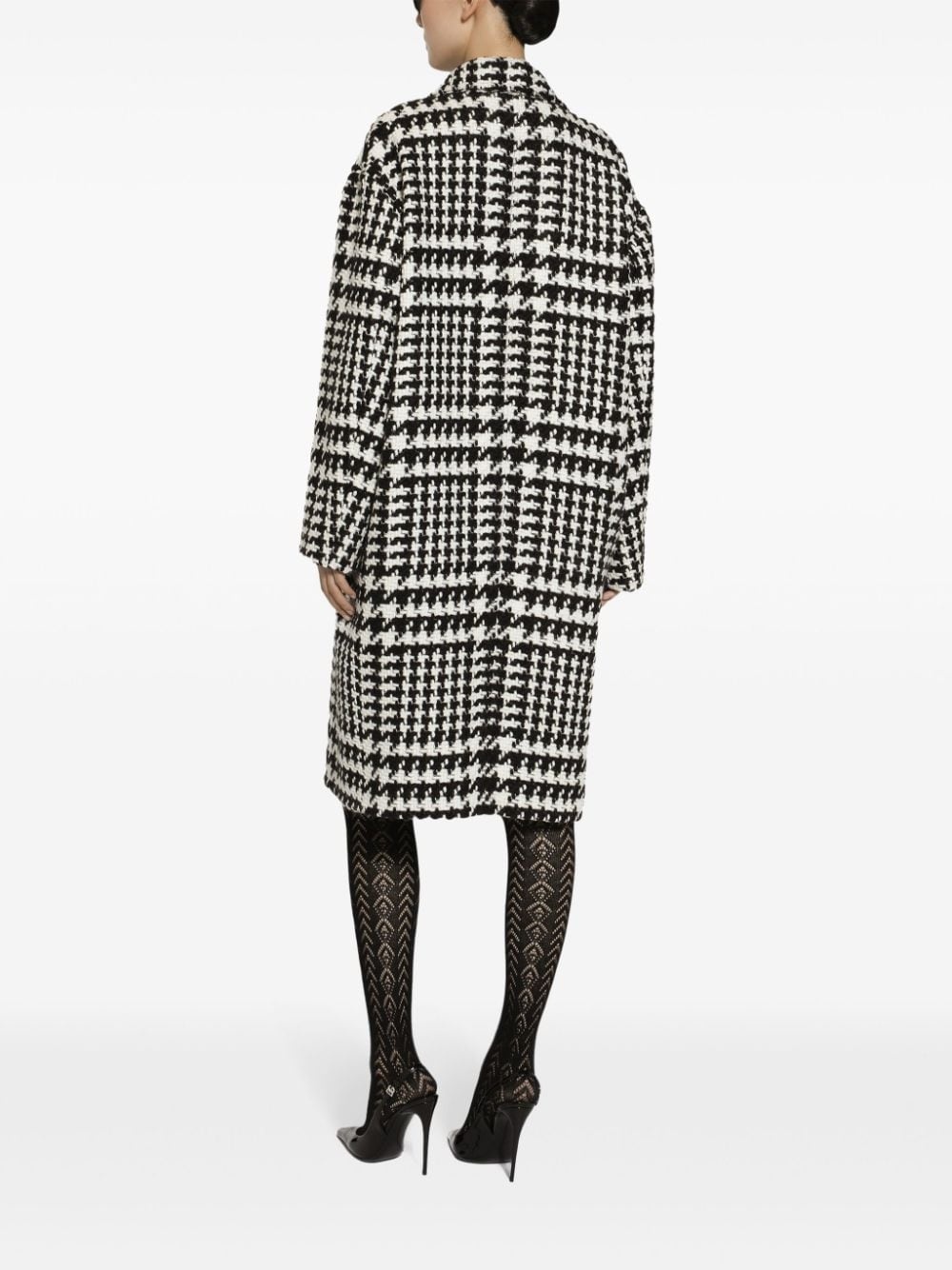 houndstooth-pattern coat - 4