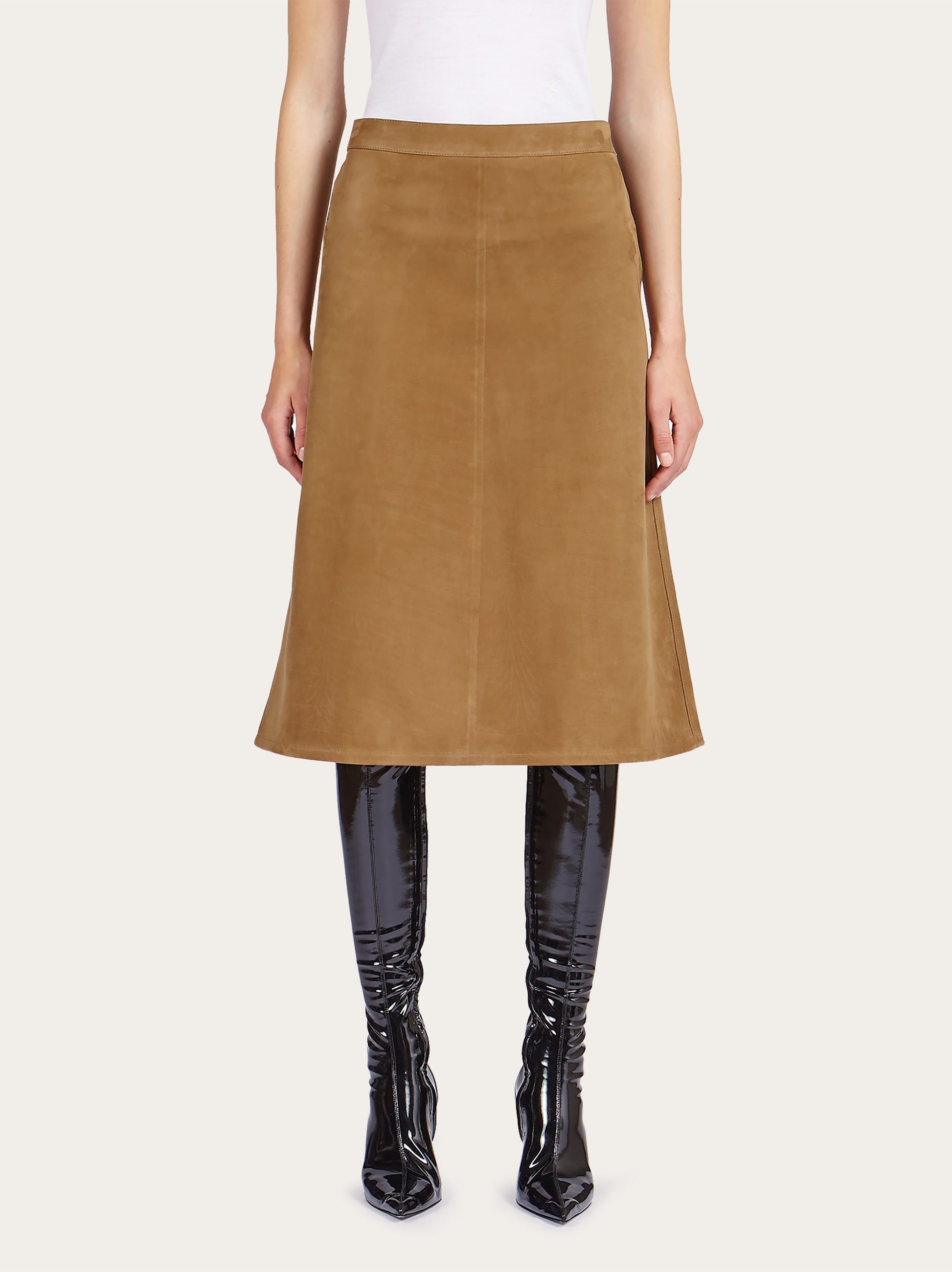 A-line midi suede skirt - 2