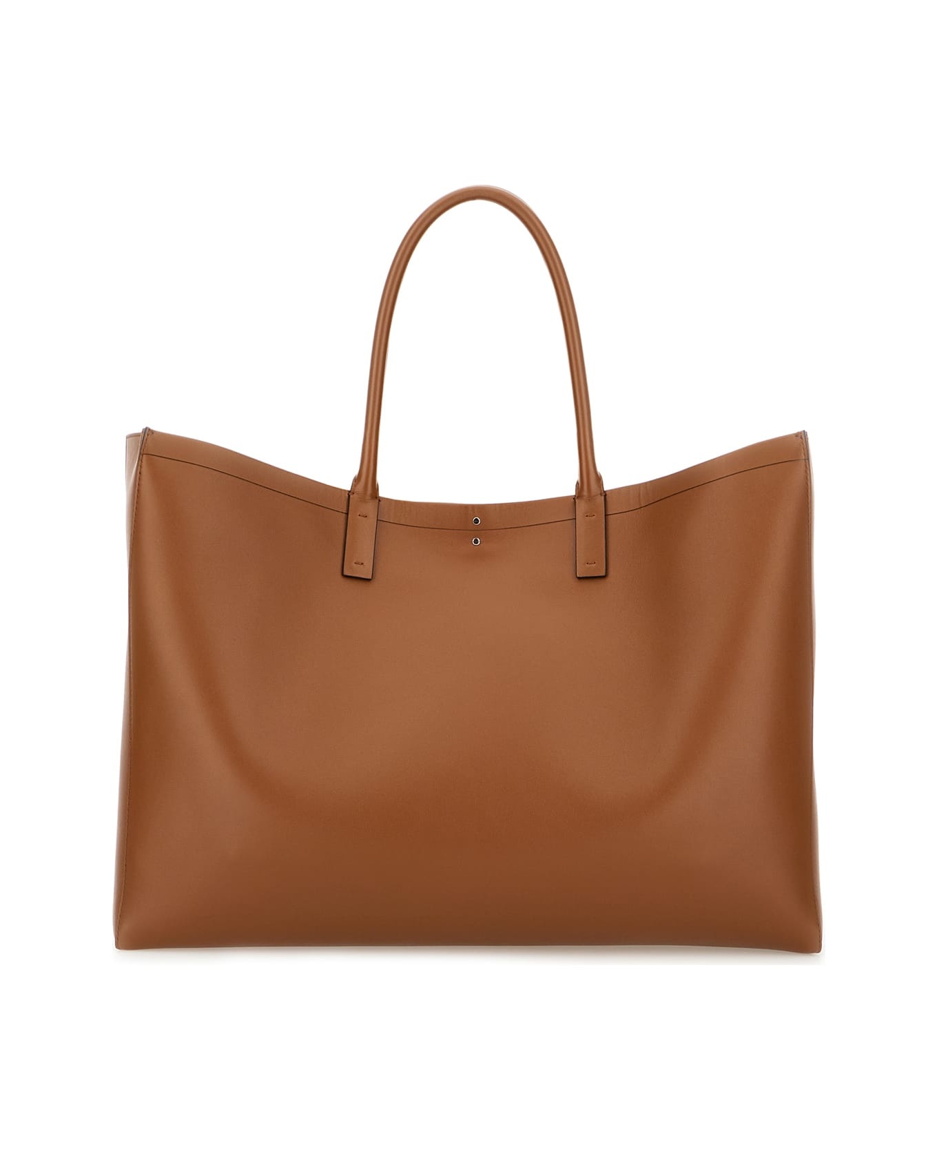 Brown Leather Medium Vlogo Locker Shopping Bag - 3