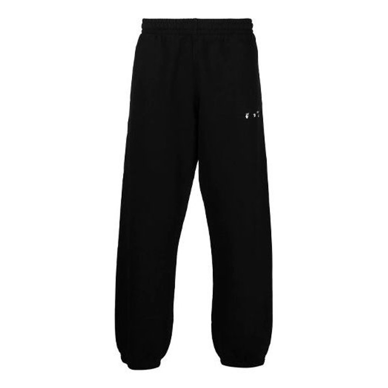 Off-White SS21 Alphabet Logo Printing Arrow Sports Pants Loose Fit Black OMCH029S21FLE0041001 - 1