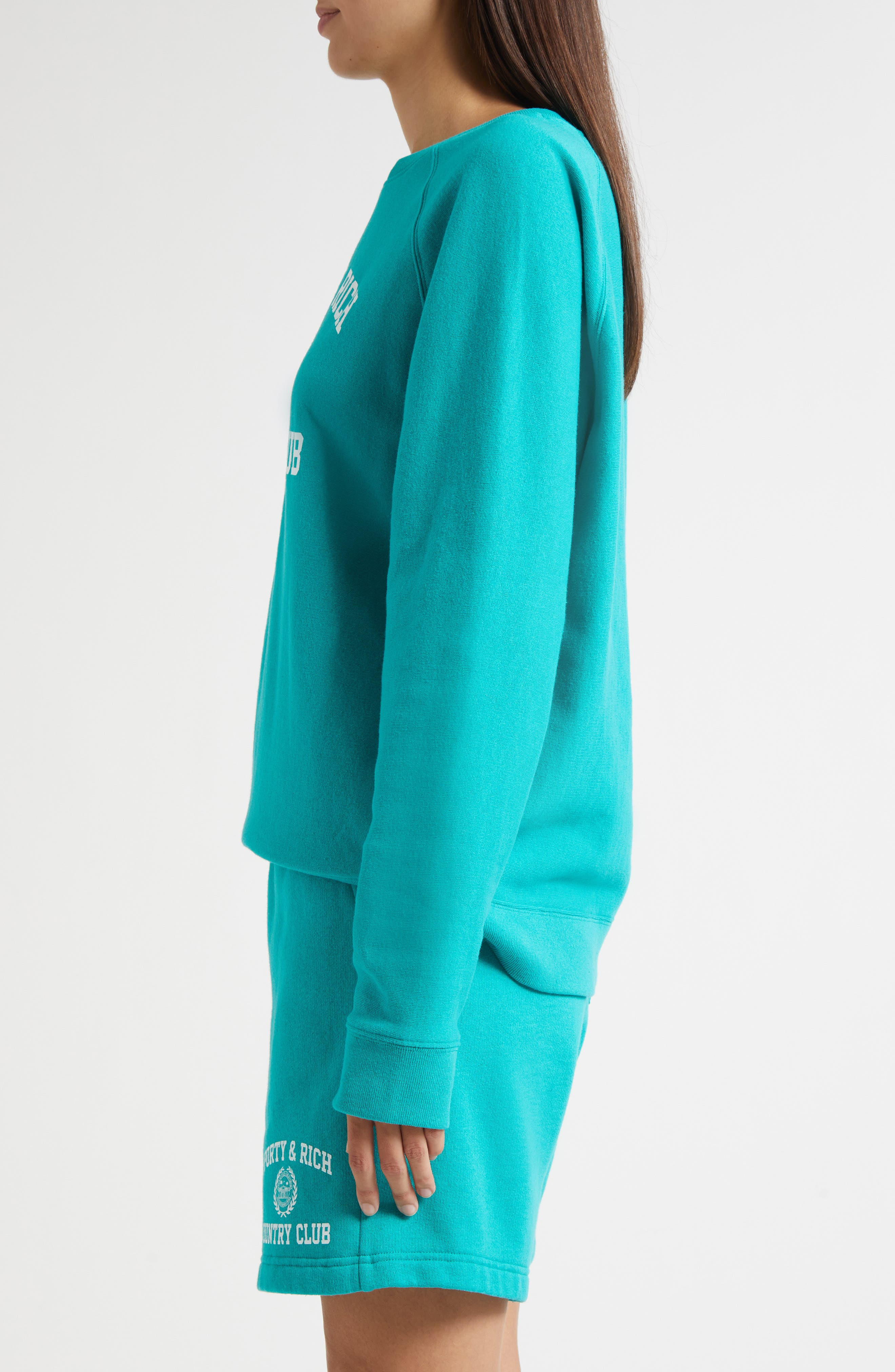 Sporty & Rich Varsity Crest Crewneck Graphic Sweatshirt in Spring Green at Nordstrom - 4