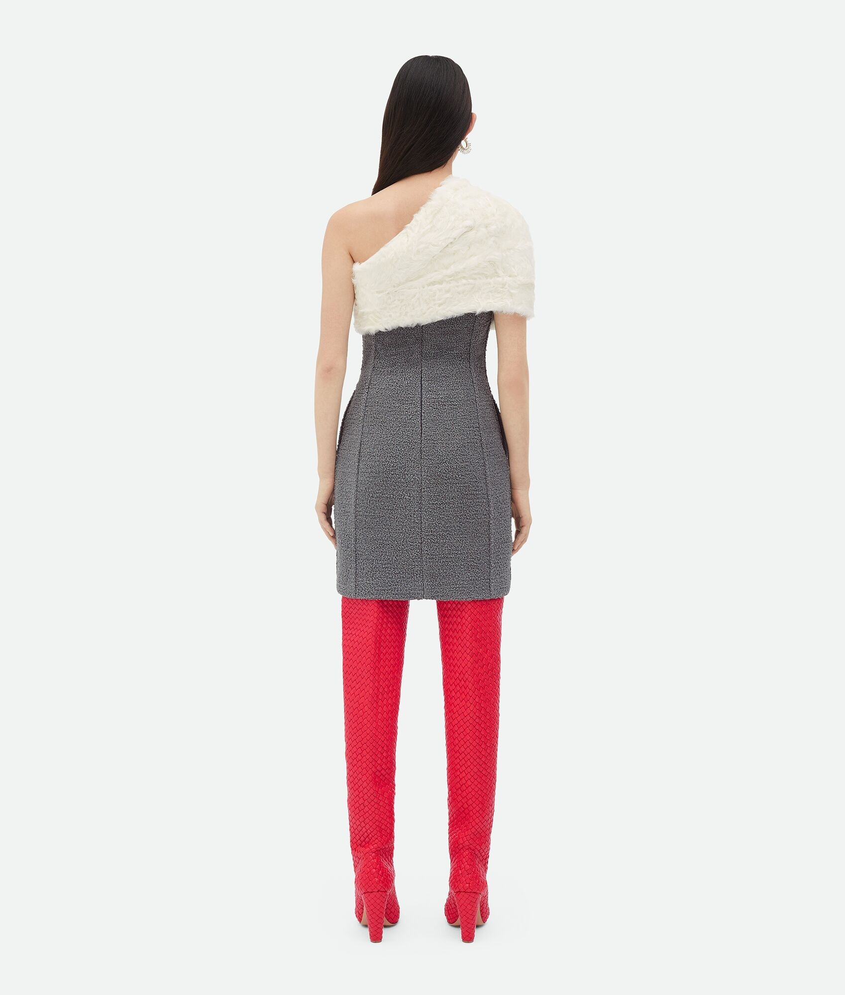 Textured Wool Mini Dress With Shearling Detail - 3