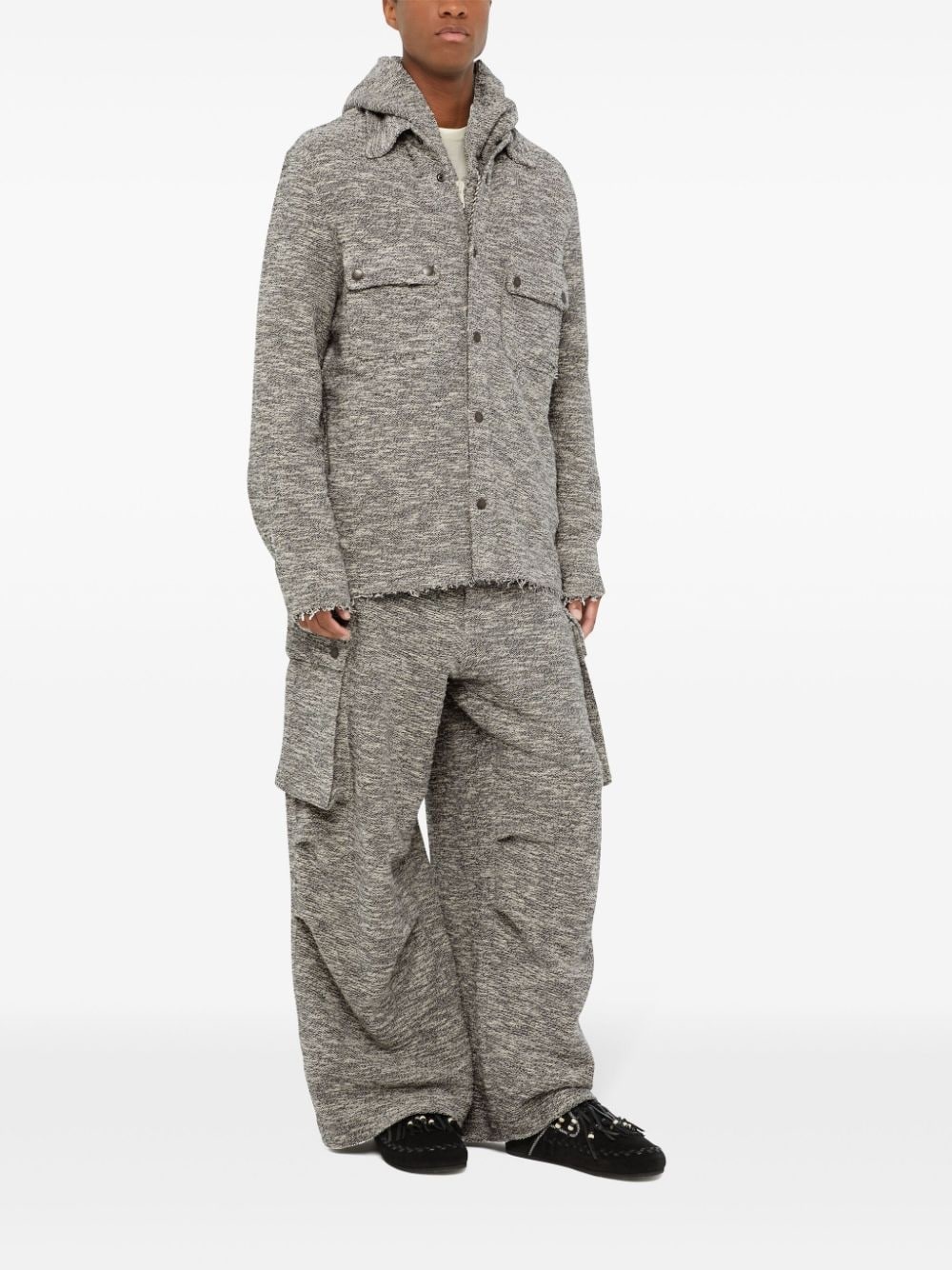 raw-edge mÃ©lange cotton overshirt - 4