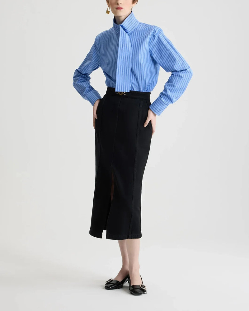 SCARF COLLAR BLOUSE IN PRINTED ORGANIC COTTON POPLIN 5
