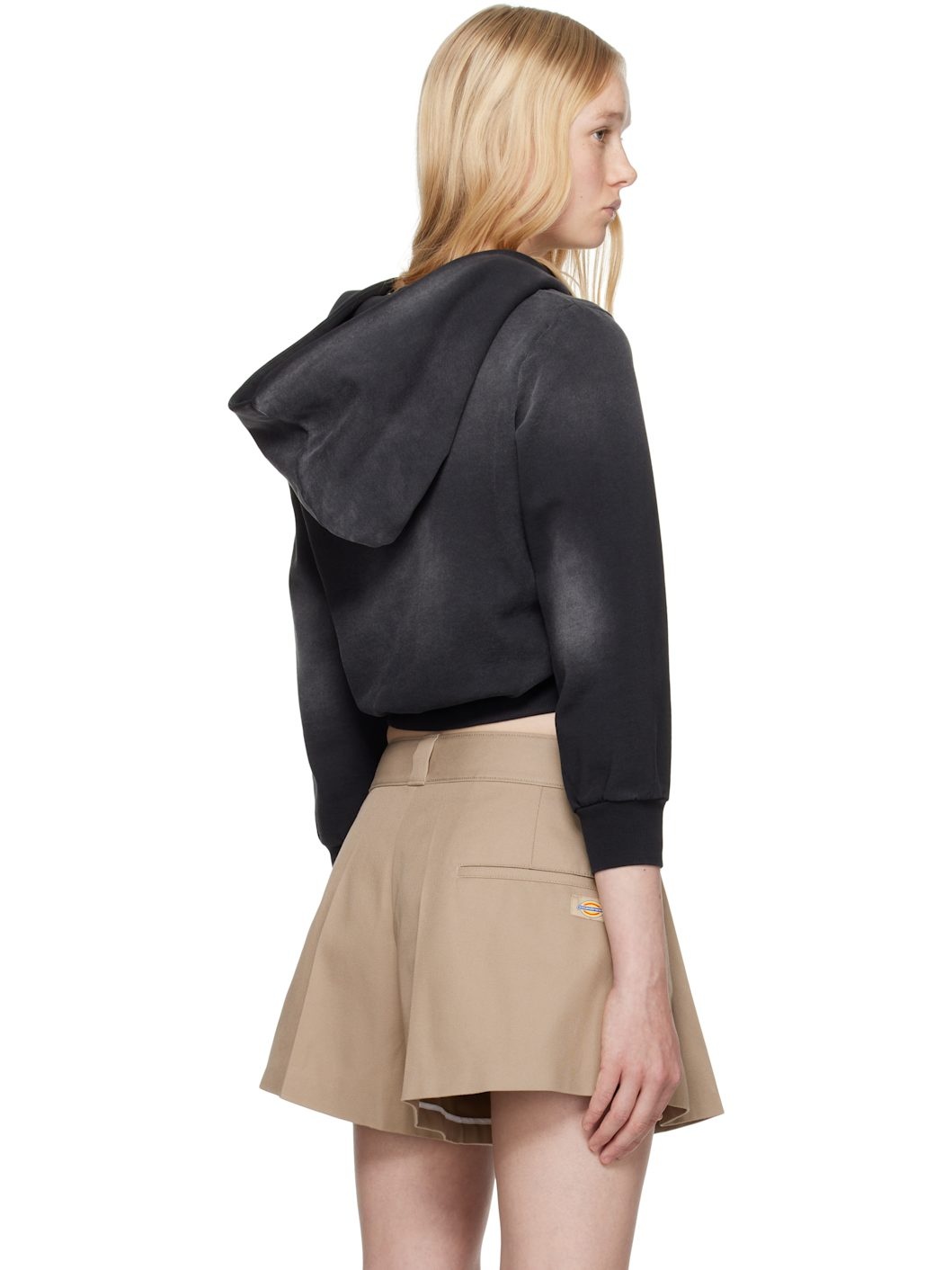 Black Shrunken Cotton Terry Cardigan - 3