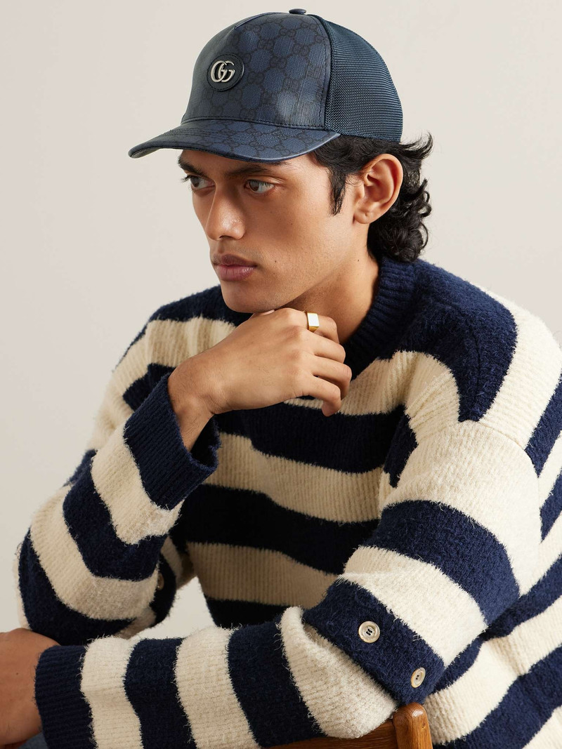 GUCCI Logo-Appliquéd Coated-Canvas and Mesh Baseball Cap outlook