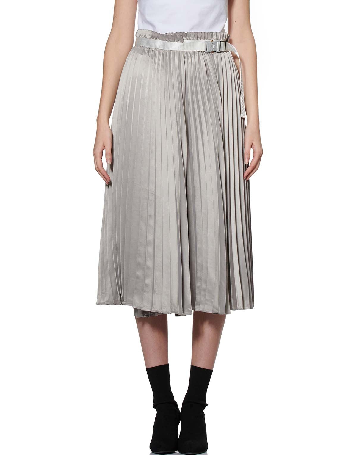 Denim Shorts with Asymmetric Pleated Skirt Overlay - 3