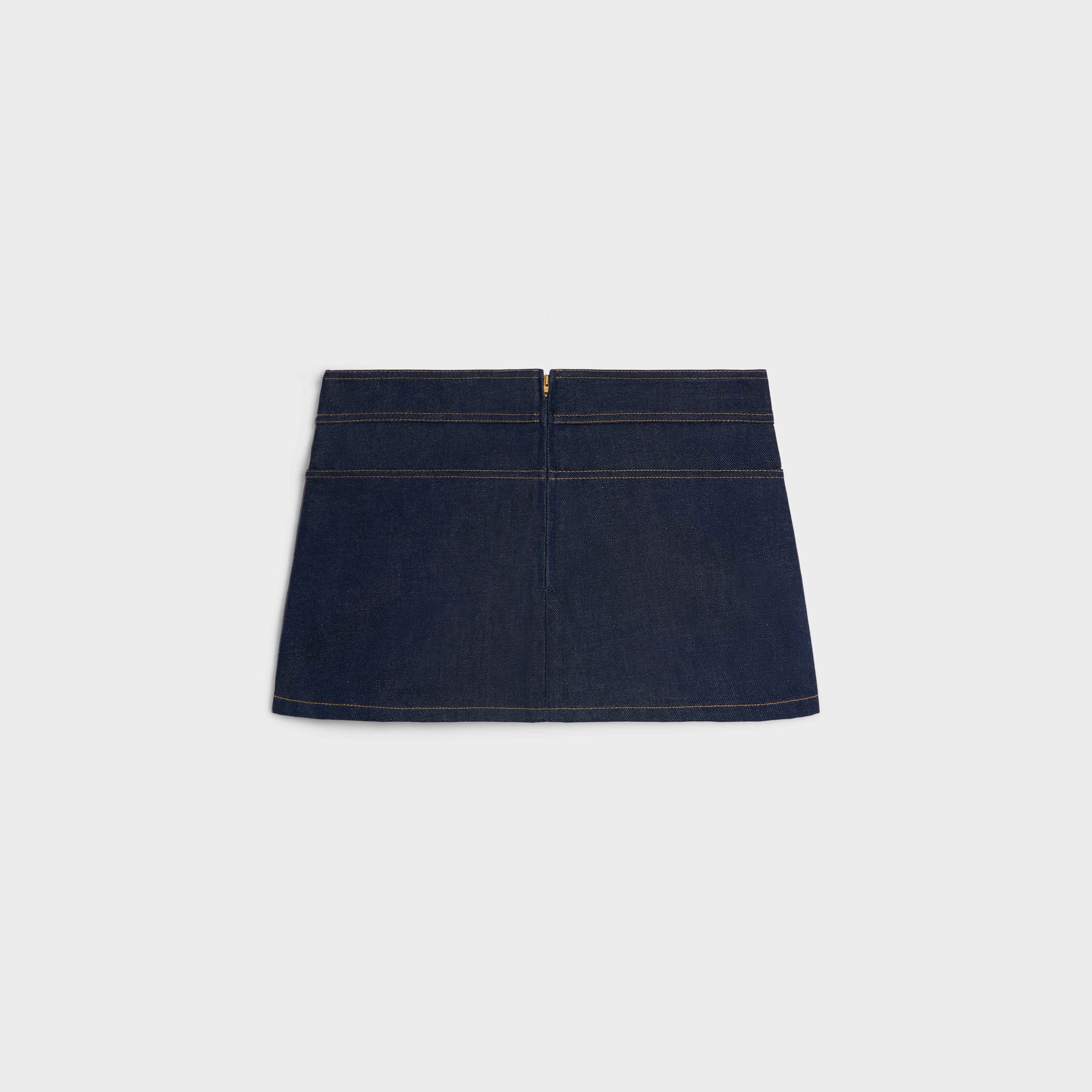 CELINE trapeze mini skirt in raw wash denim | REVERSIBLE