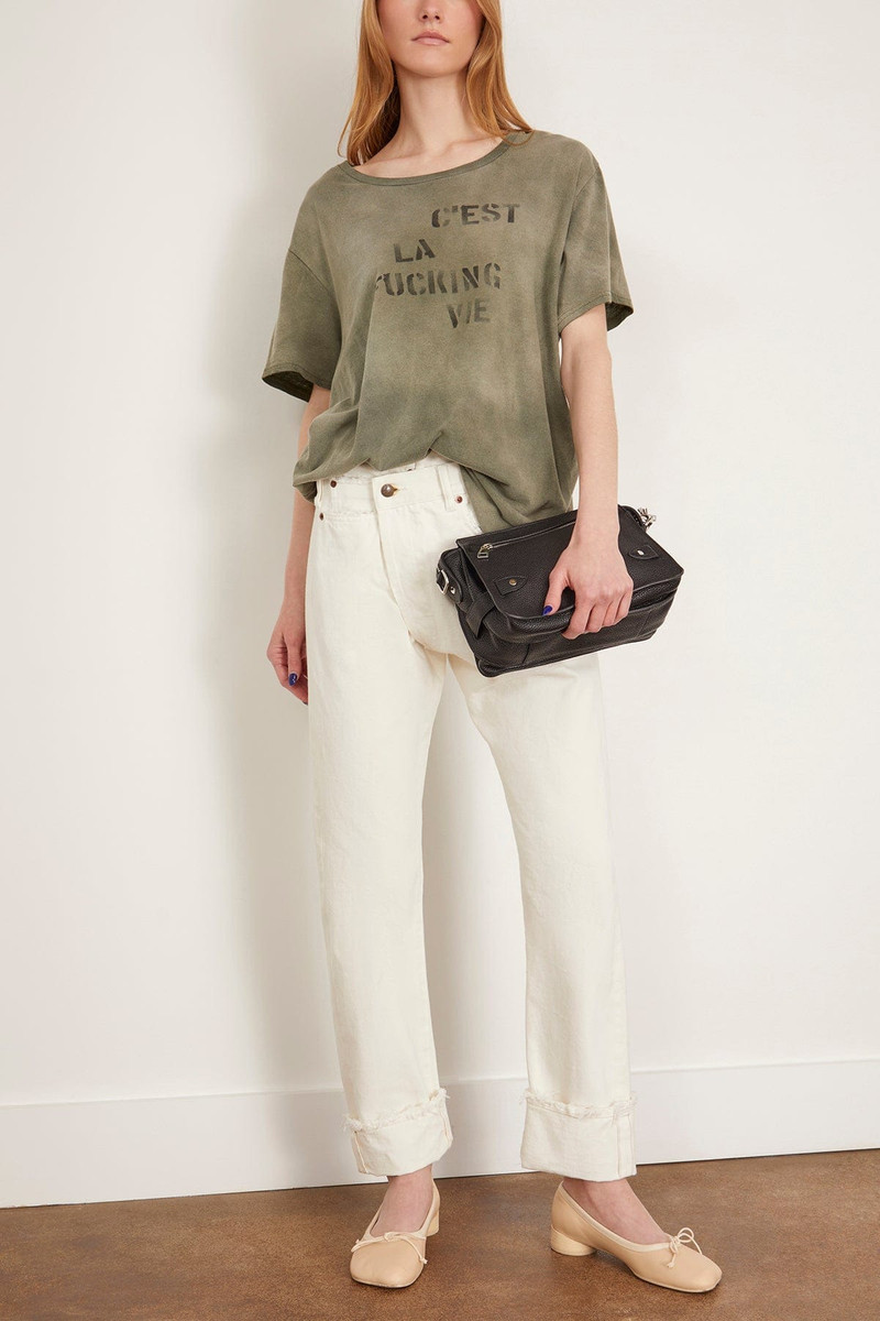 R13 Cuffed Crossover Jean in Bennett White Selvedge outlook