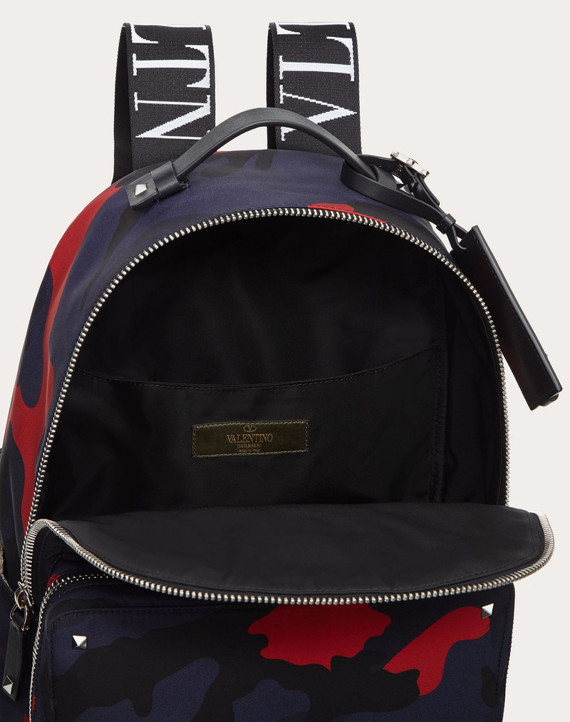 CAMOUFLAGE NYLON BACKPACK WITH VLTN RIBBON STRAPS 4