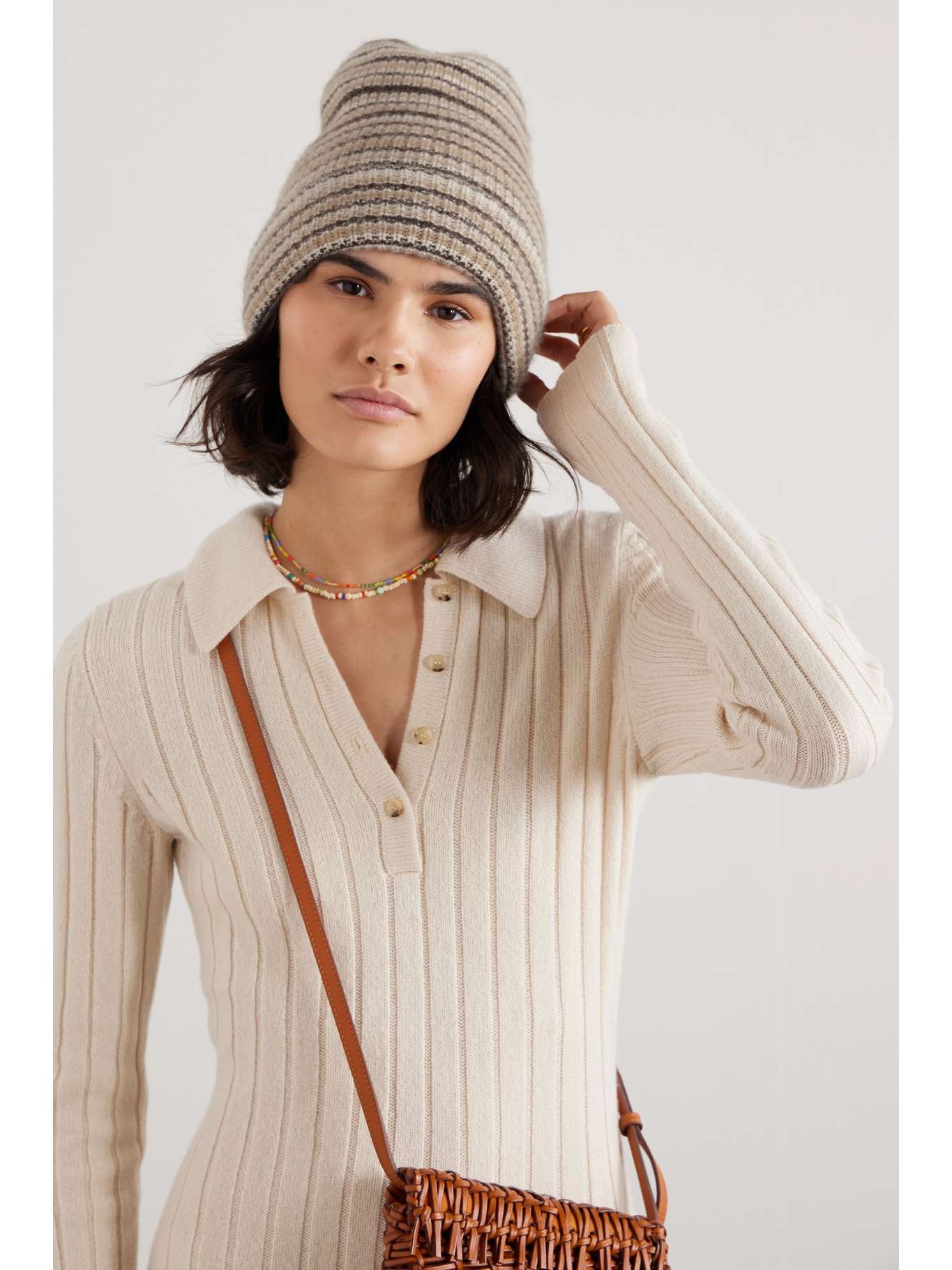 Watchman ribbed striped cashmere beanie - 2