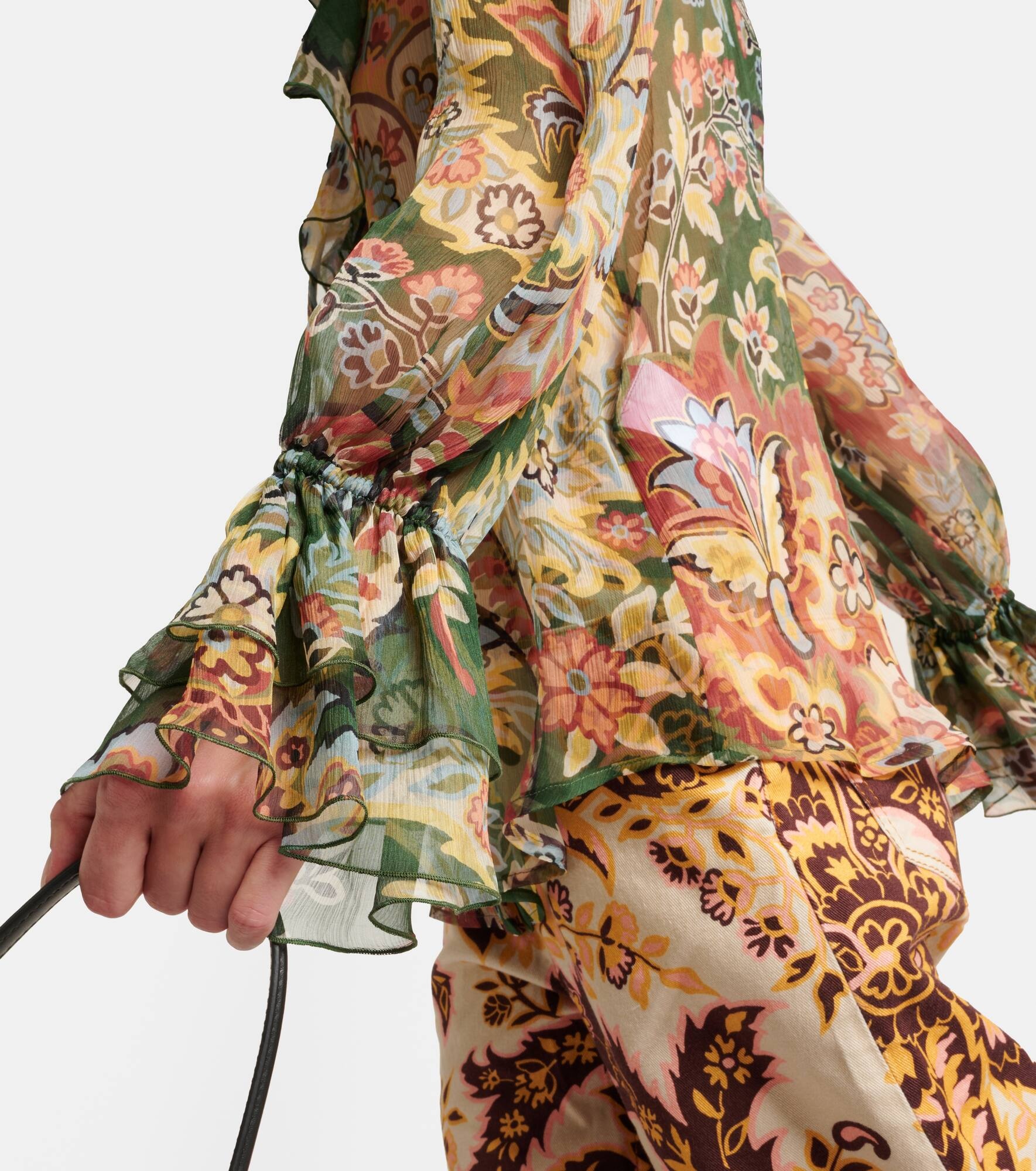 Printed ruffled silk blouse - 5