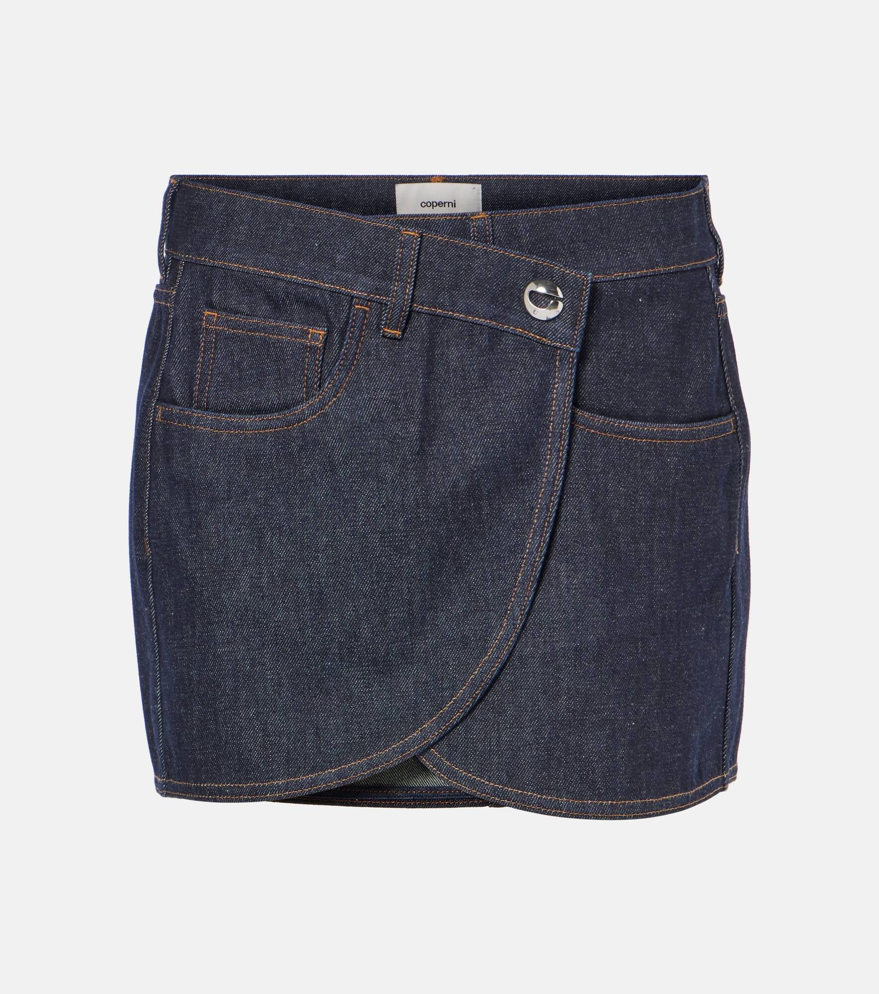 Asymmetric denim miniskirt - 1