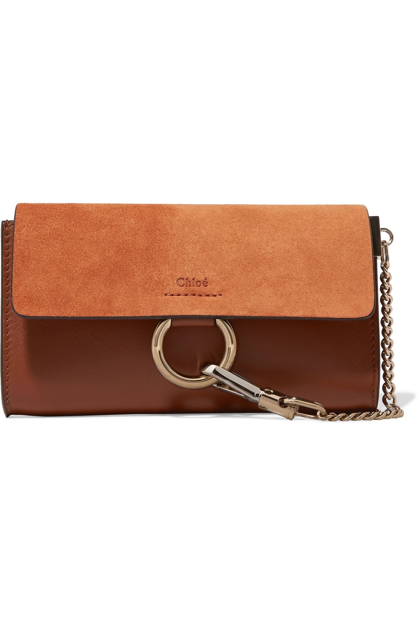 Faye mini leather and suede shoulder bag - 6