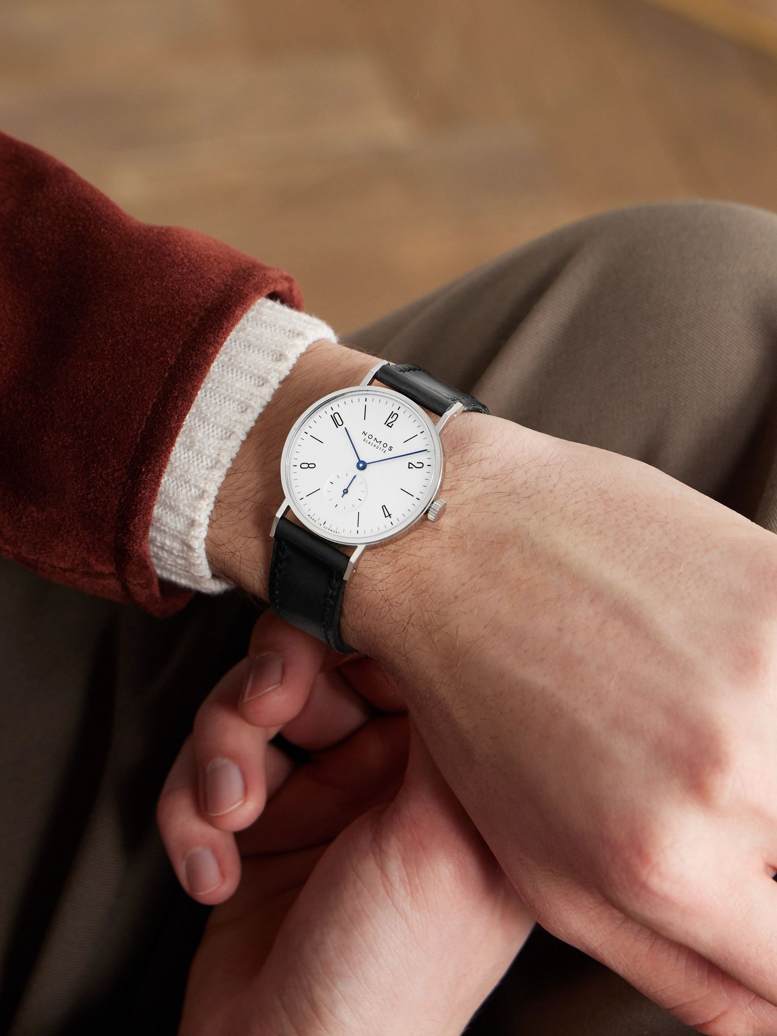 Tangente Hand-Wound 35mm Stainless Steel and Leather Watch, Ref. 139 White - 2